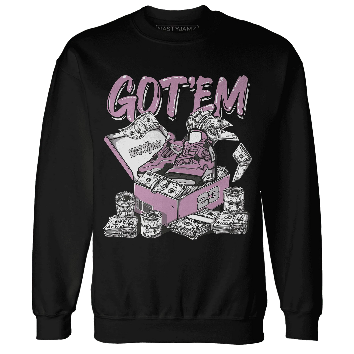 Orchid-Neutral-Grey-Black-White-4s-NastyJamz-Sweatshirt-Match-Dollar-Sneaker-Box