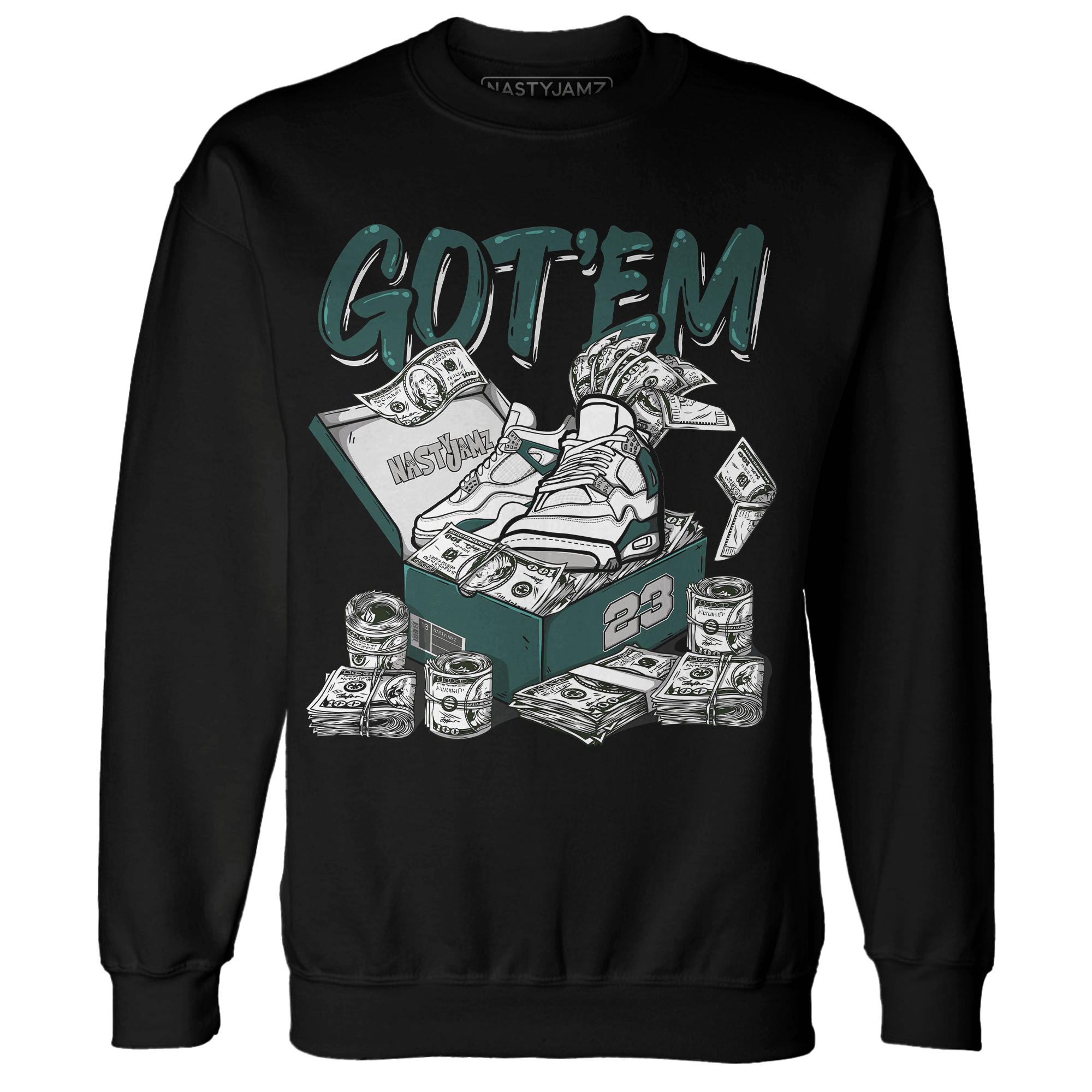 Oxidized Green 4s Sweatshirt Match Dollar Sneaker Box - NastyJamz