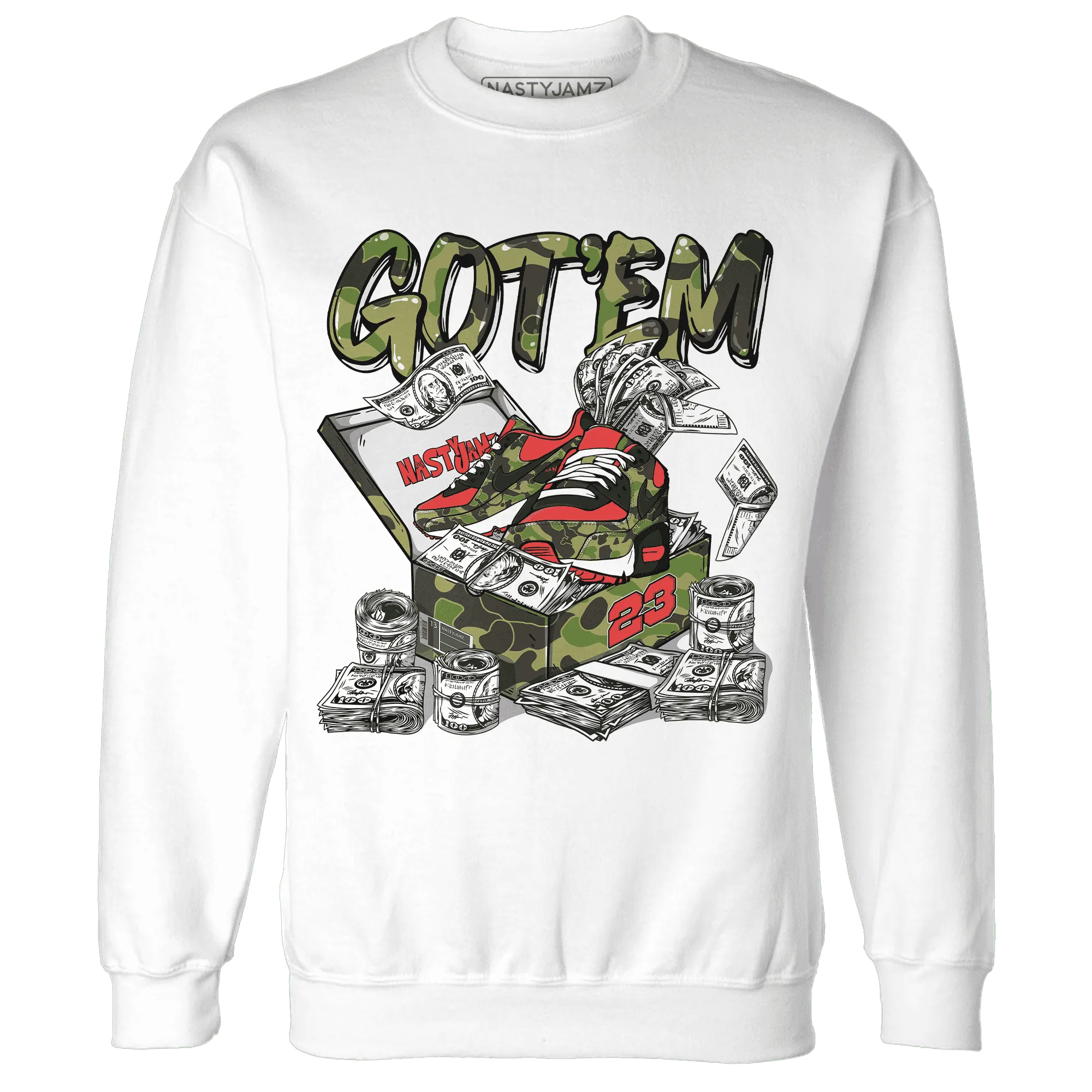 AM-90-Dark-Sage-Solar-Red-NastyJamz-Sweatshirt-Match-Dollar-Sneaker-Box