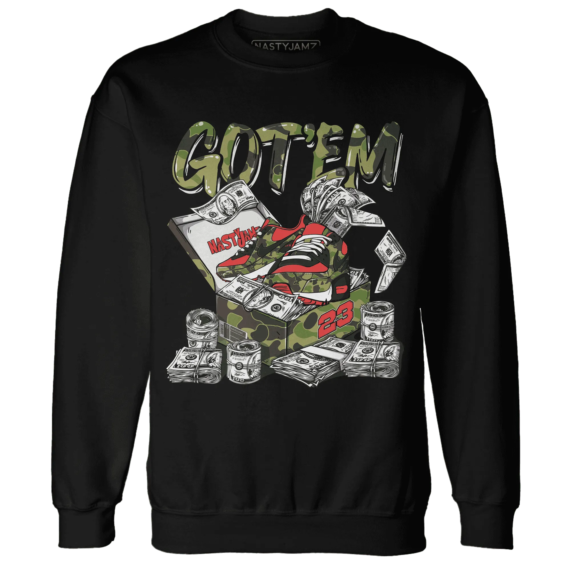 AM-90-Dark-Sage-Solar-Red-NastyJamz-Sweatshirt-Match-Dollar-Sneaker-Box