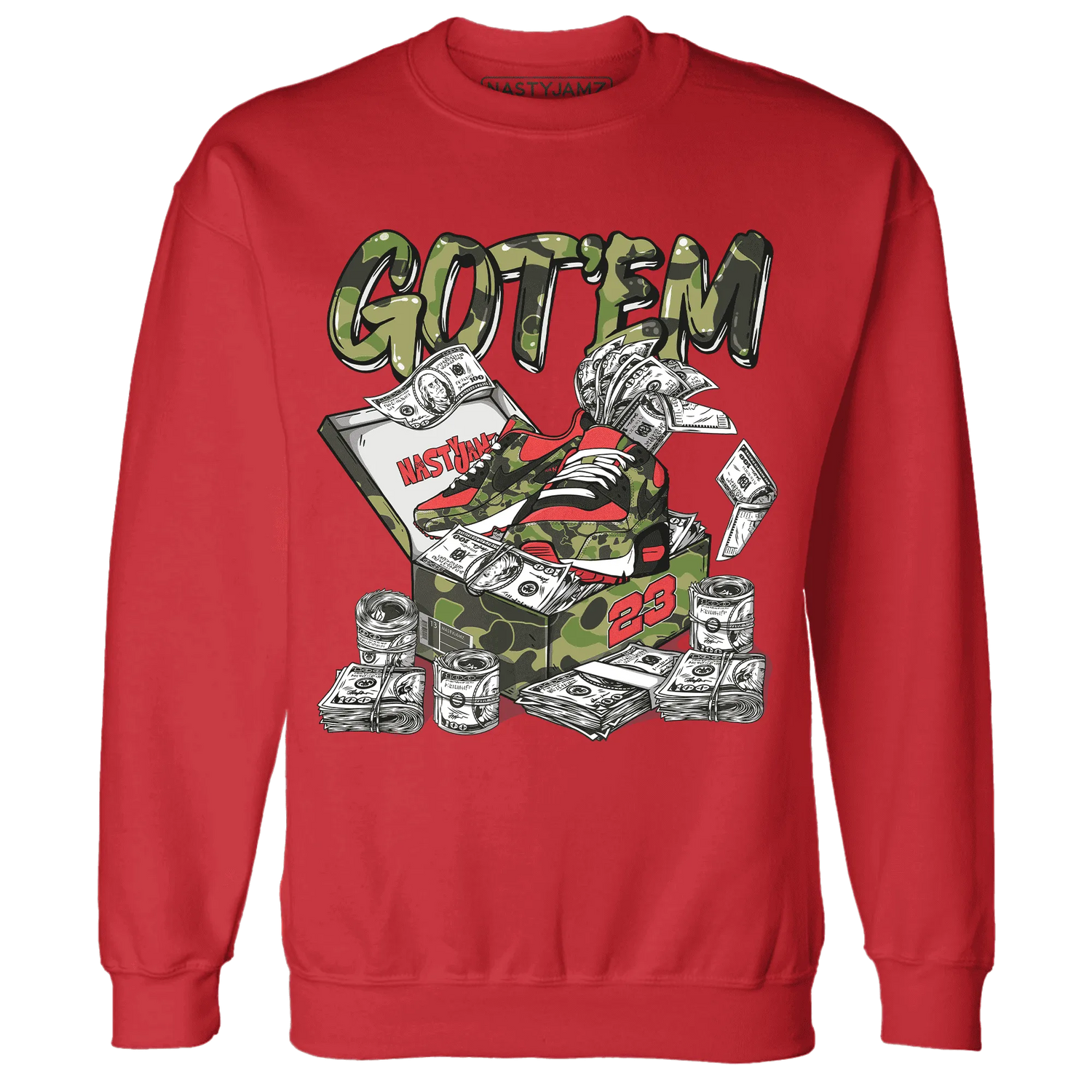 AM-90-Dark-Sage-Solar-Red-NastyJamz-Sweatshirt-Match-Dollar-Sneaker-Box