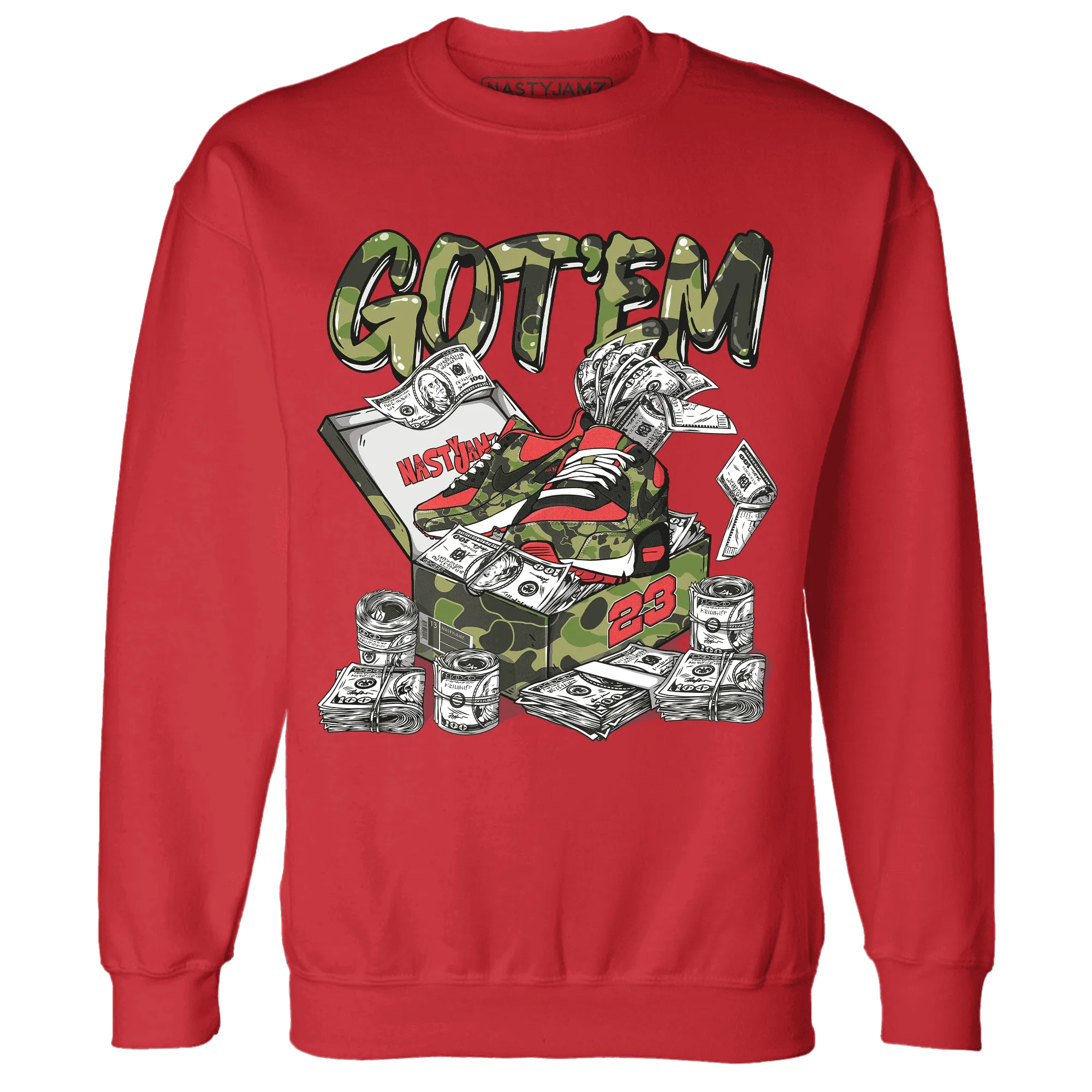 AM-90-Dark-Sage-Solar-Red-NastyJamz-Sweatshirt-Match-Dollar-Sneaker-Box