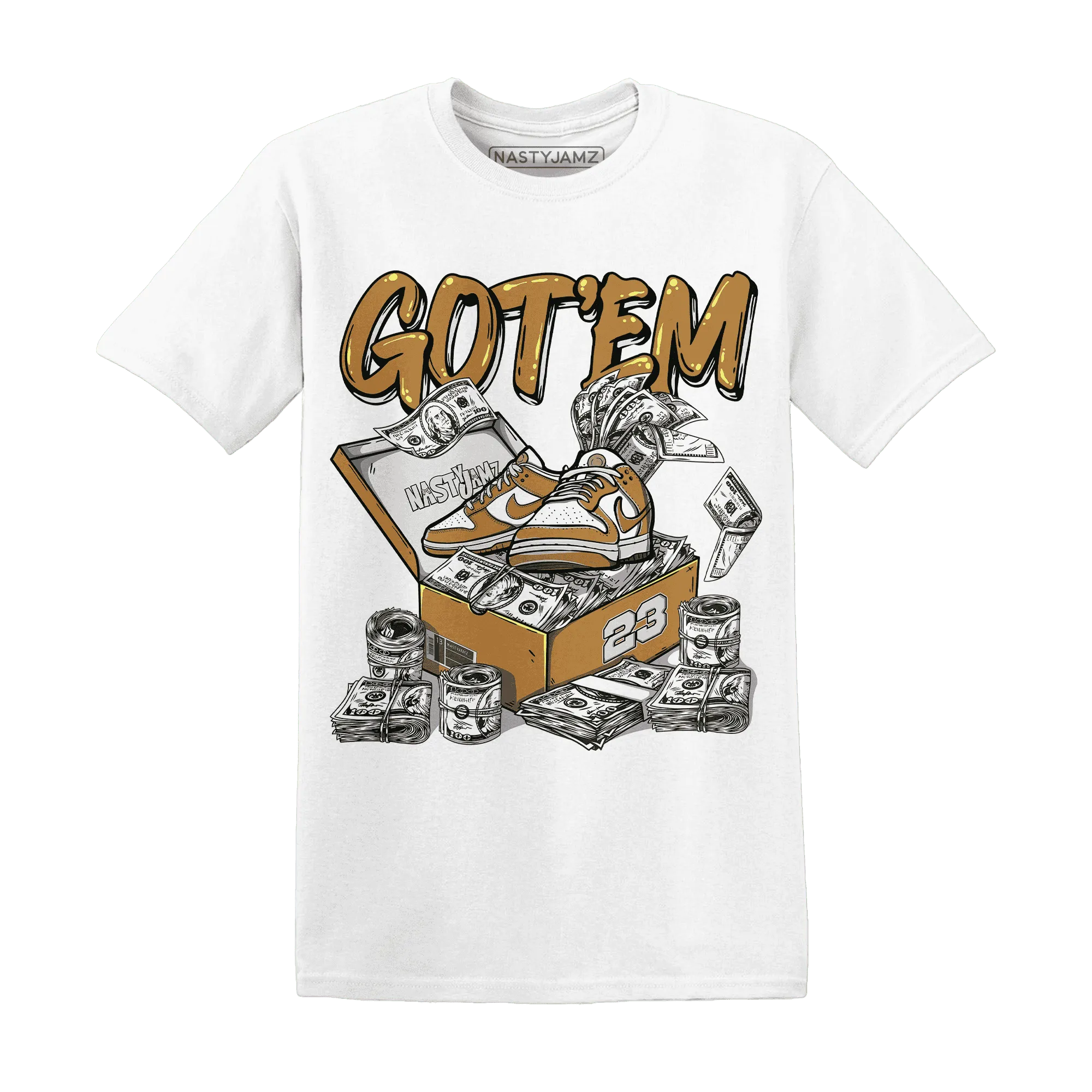 Dunk-Low-Retro-Wheat-Orange-NastyJamz-T-Shirt-Match-Dollar-Sneaker-Box
