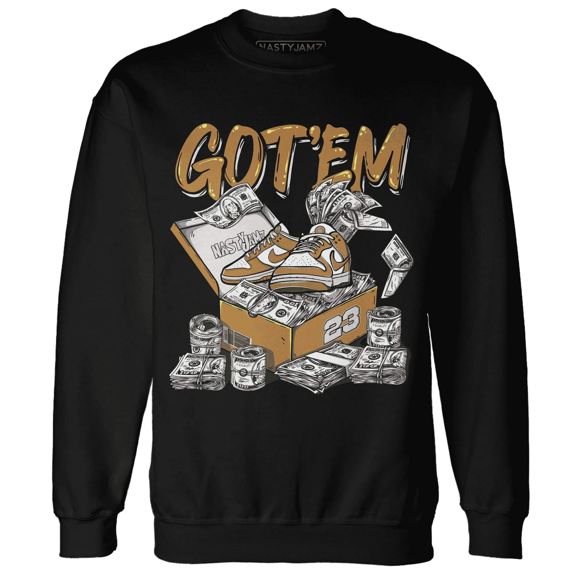 Dunk-Low-Retro-Wheat-Orange-NastyJamz-Sweatshirt-Match-Dollar-Sneaker-Box