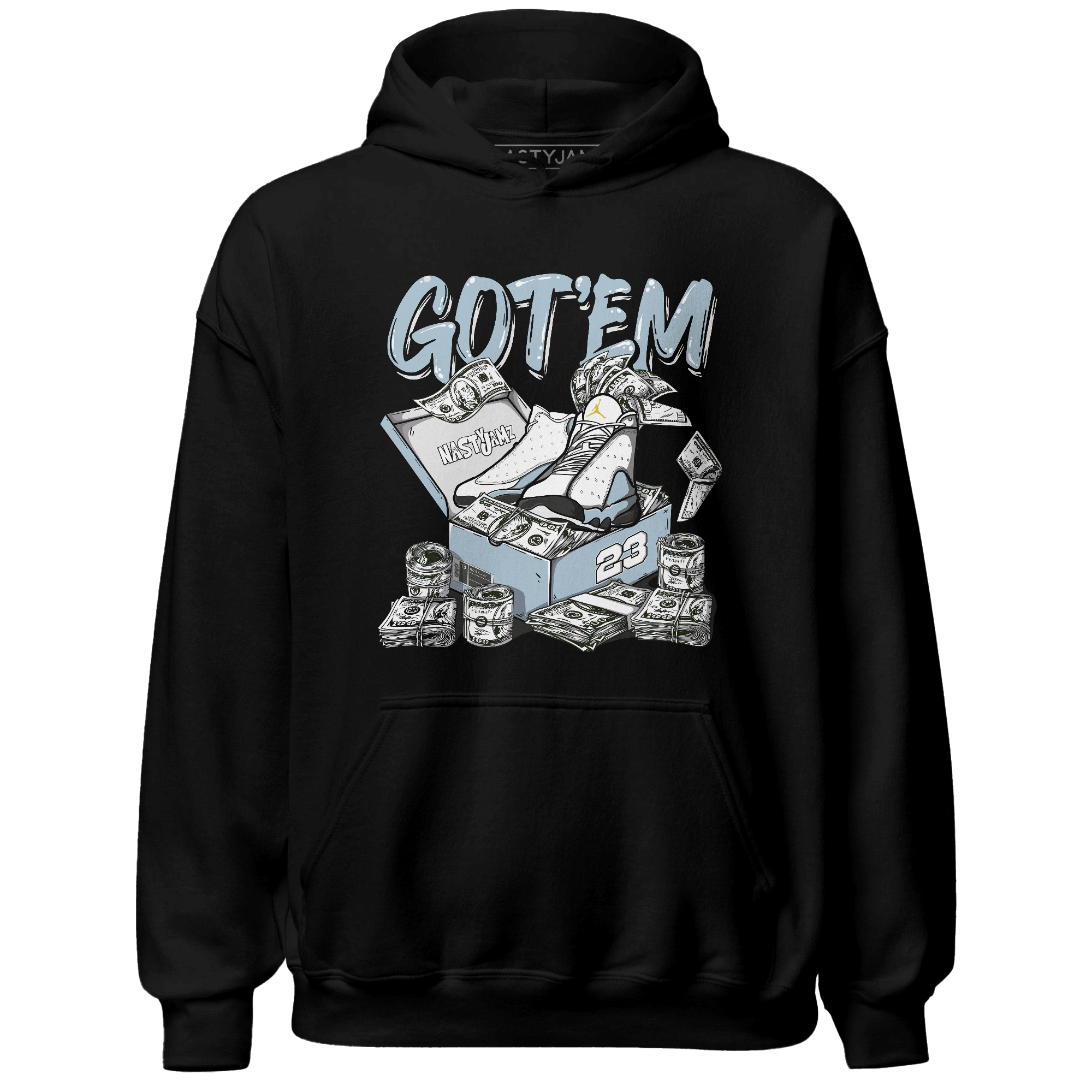Blue Grey 13s Hoodie Match Dollar Sneaker Box - NastyJamz