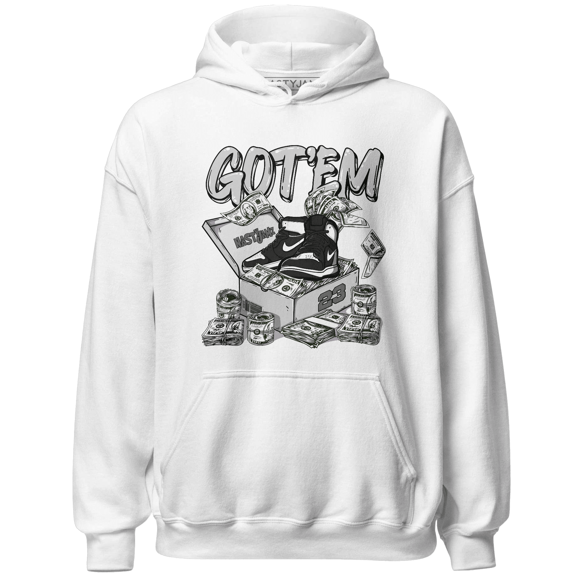 Retro High OG Black White 1s Hoodie Match Dollar Sneaker Box - NastyJamz