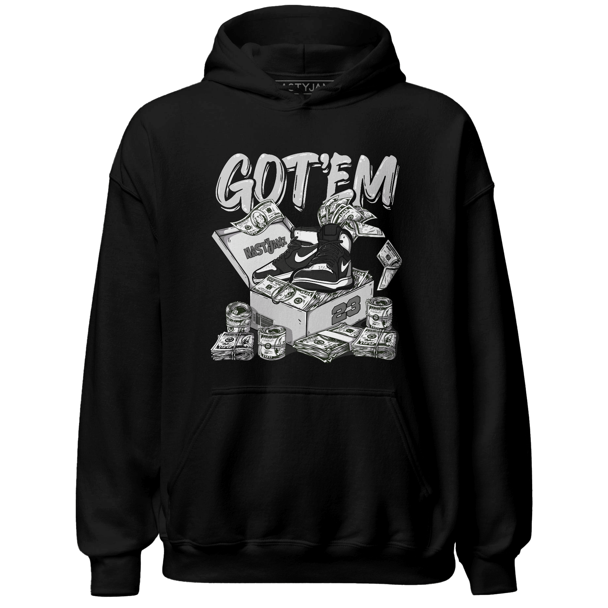 Retro High OG Black White 1s Hoodie Match Dollar Sneaker Box - NastyJamz