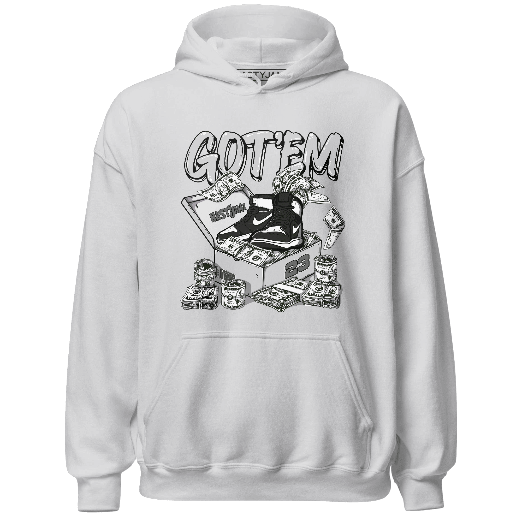 Retro High OG Black White 1s Hoodie Match Dollar Sneaker Box - NastyJamz