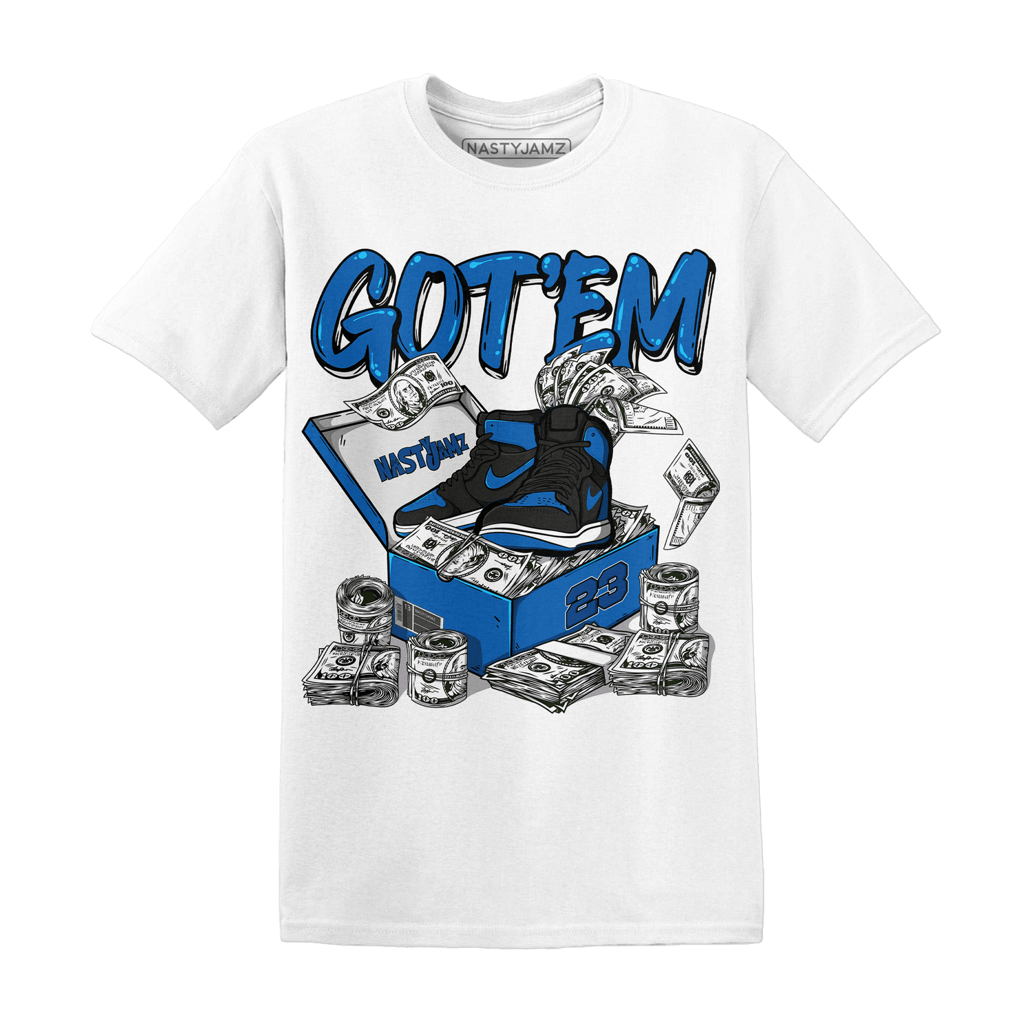 Royal Reimagined 1s T Shirt Match Dollar Sneaker Box - NastyJamz