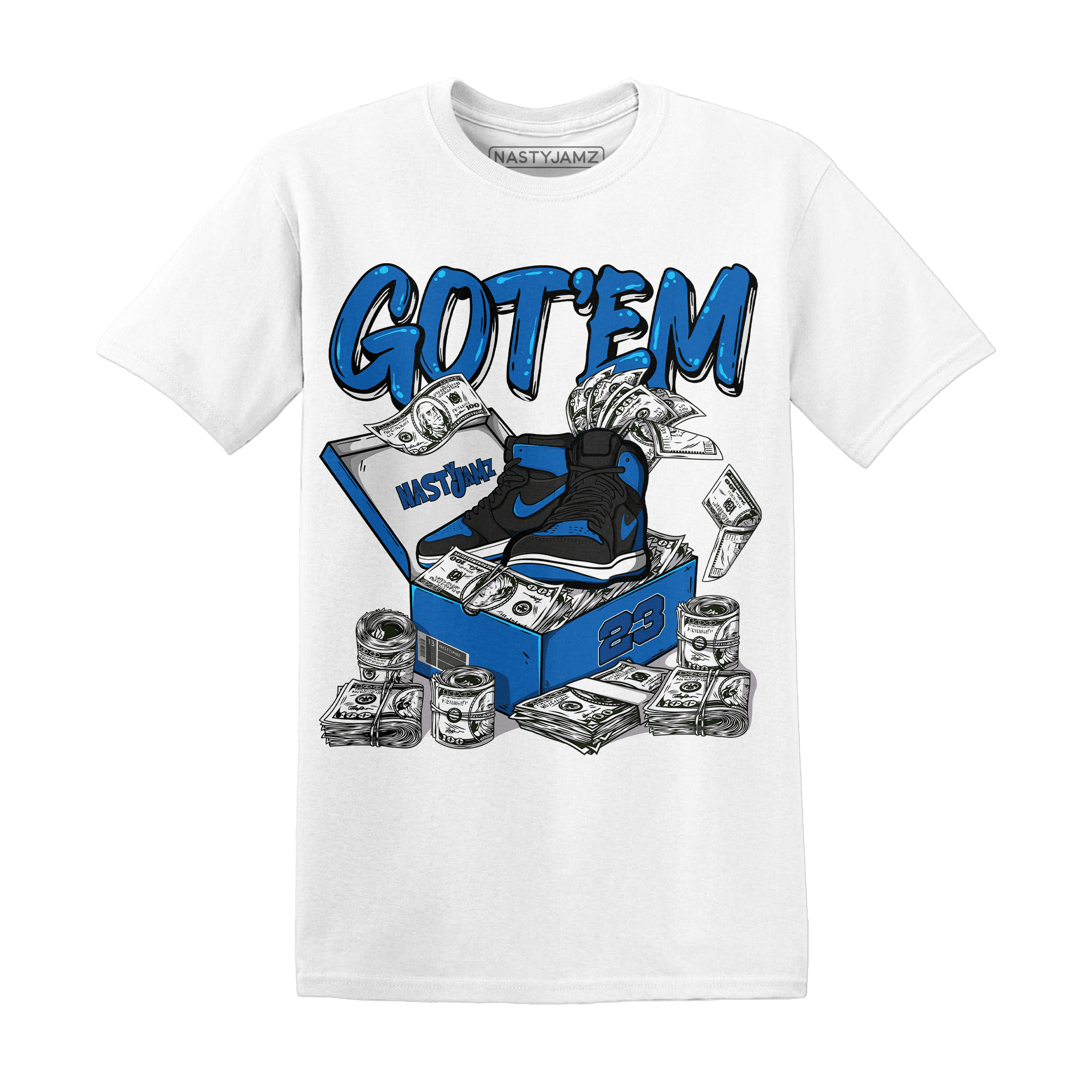 Royal Reimagined 1s T Shirt Match Dollar Sneaker Box - NastyJamz