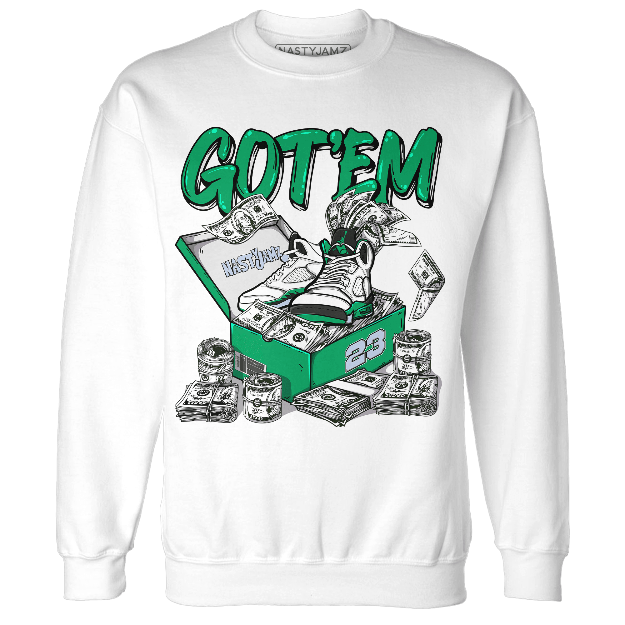 Lucky Green 5s Sweatshirt Match Dollar Sneaker Box - NastyJamz