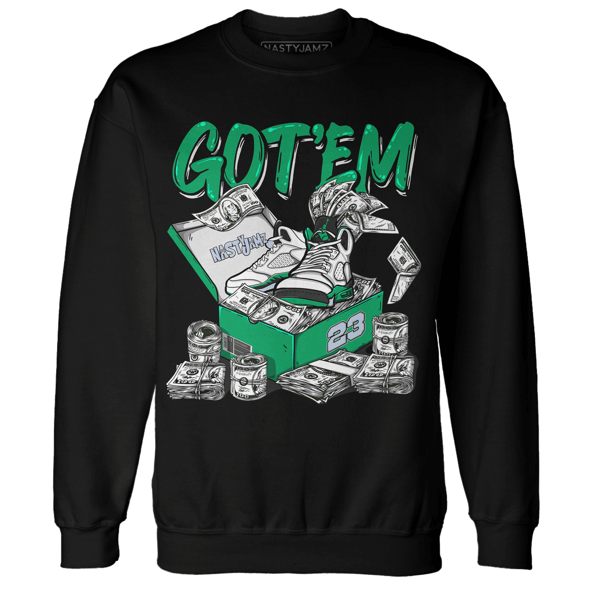 Lucky Green 5s Sweatshirt Match Dollar Sneaker Box - NastyJamz