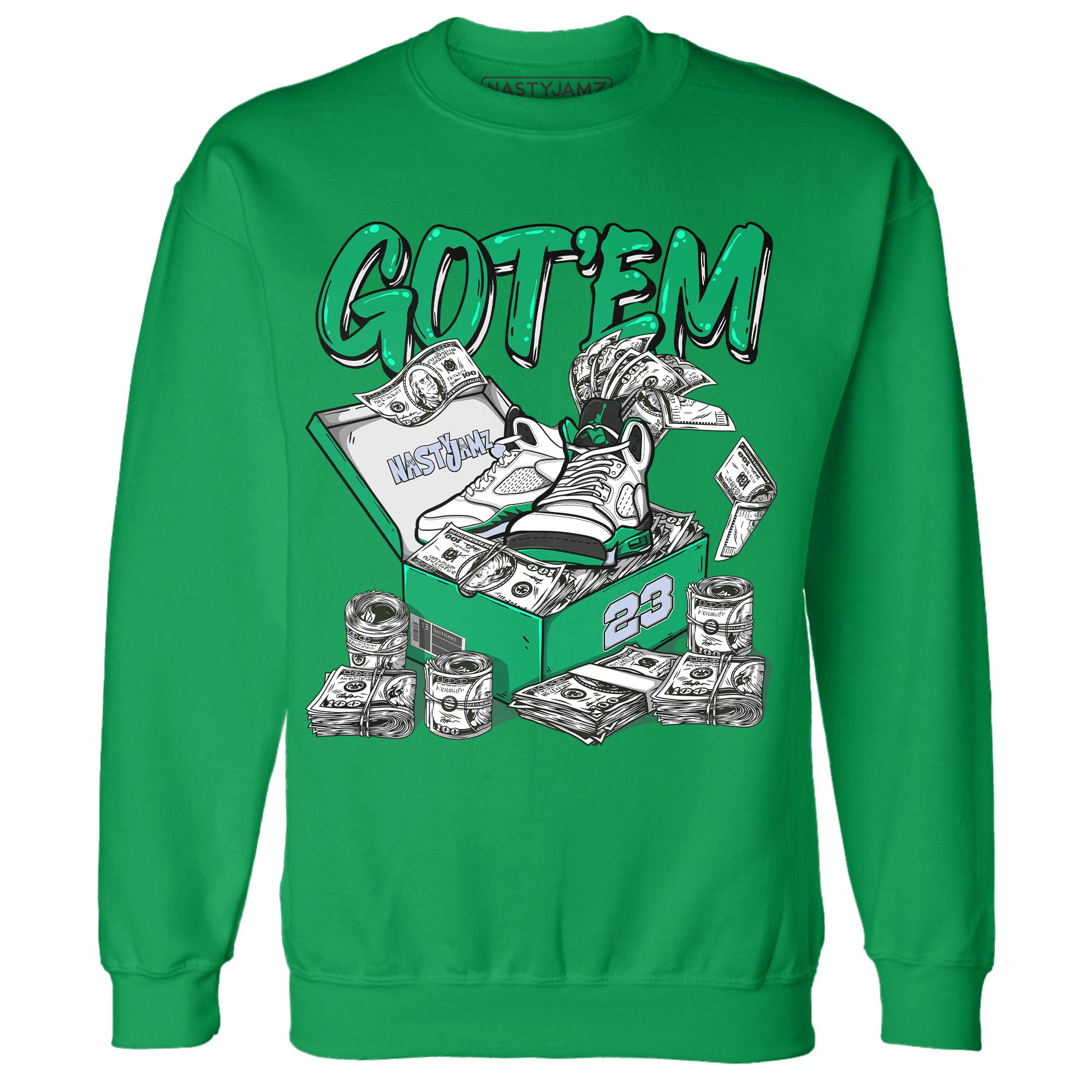 Lucky Green 5s Sweatshirt Match Dollar Sneaker Box - NastyJamz