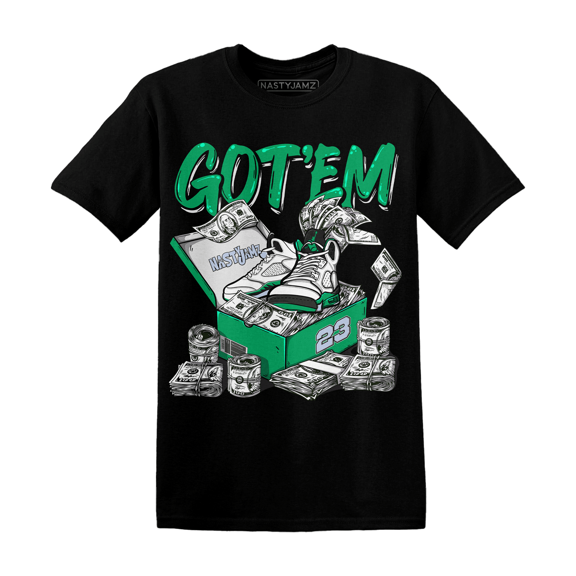 Lucky Green 5s T Shirt Match Dollar Sneaker Box - NastyJamz