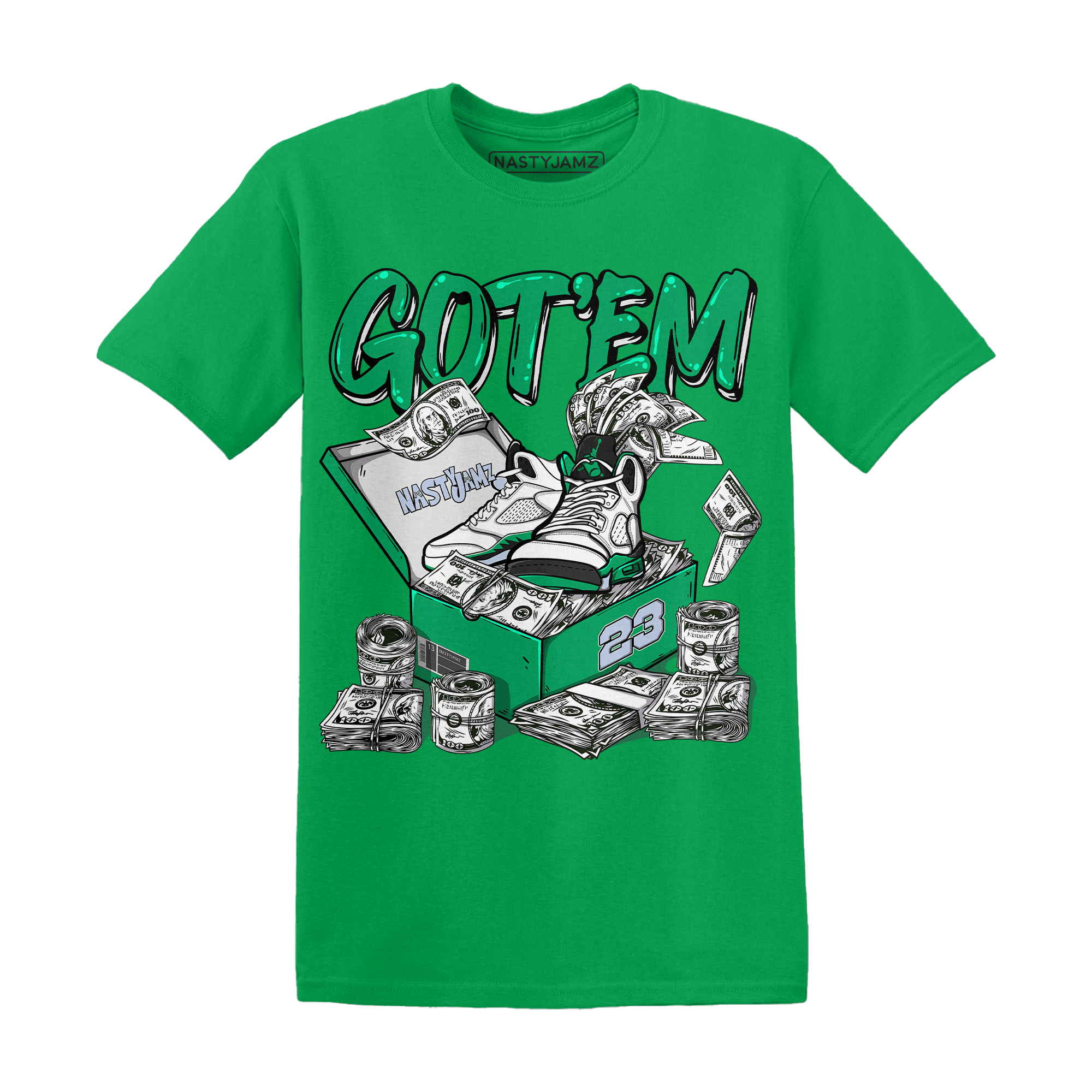 Lucky Green 5s T Shirt Match Dollar Sneaker Box - NastyJamz