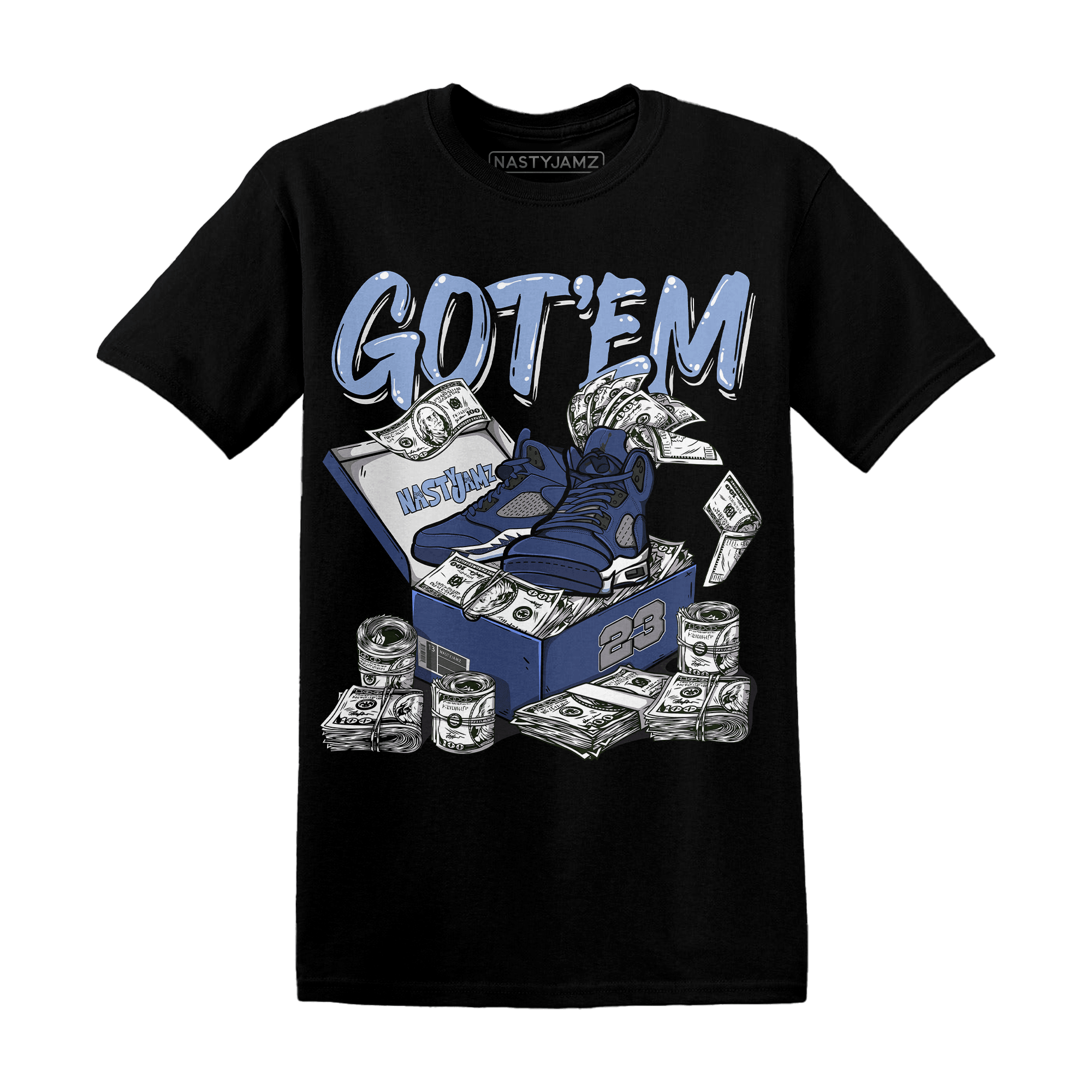 Midnight Navy 5s T Shirt Match Dollar Sneaker Box - NastyJamz
