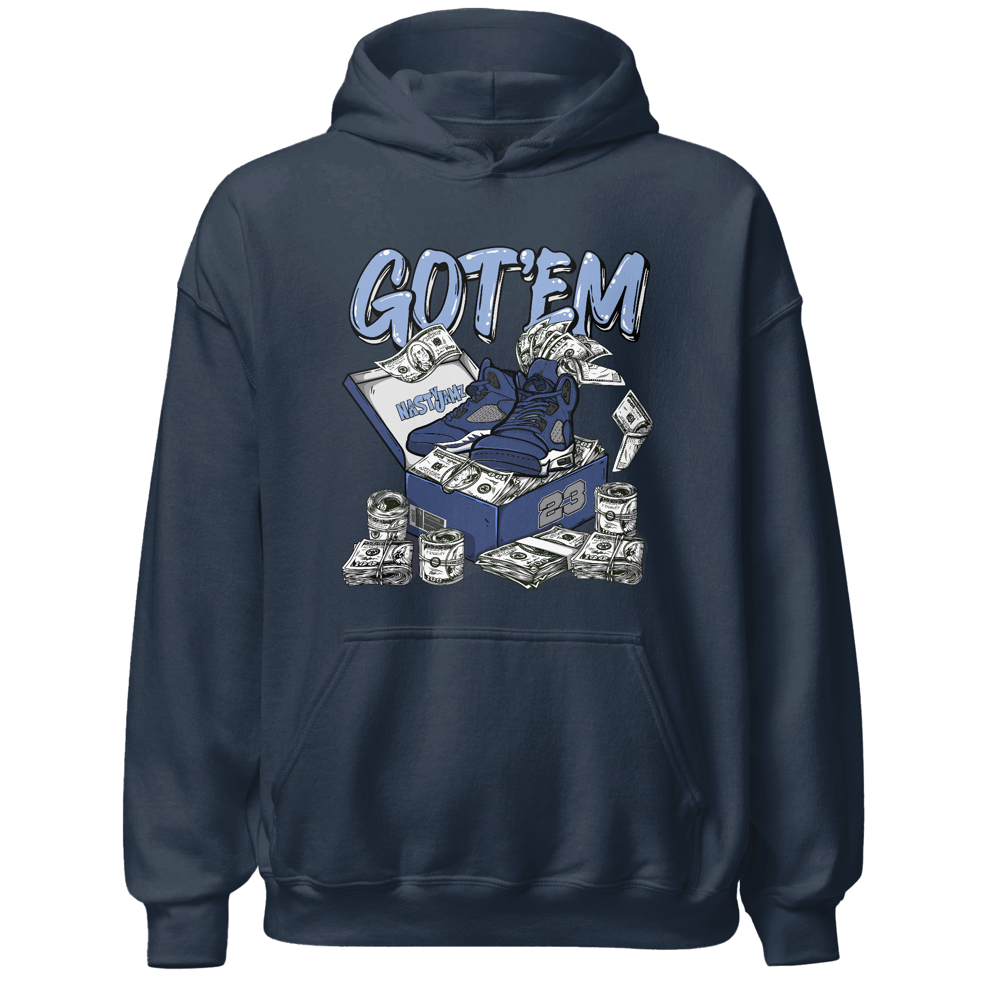 Midnight Navy 5s Hoodie Match Dollar Sneaker Box - NastyJamz
