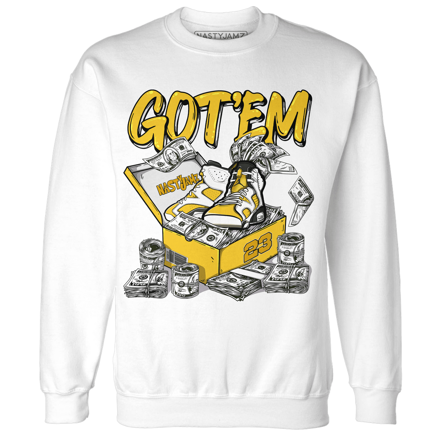 Yellow Ochre 6s Sweatshirt Match Dollar Sneaker Box - NastyJamz