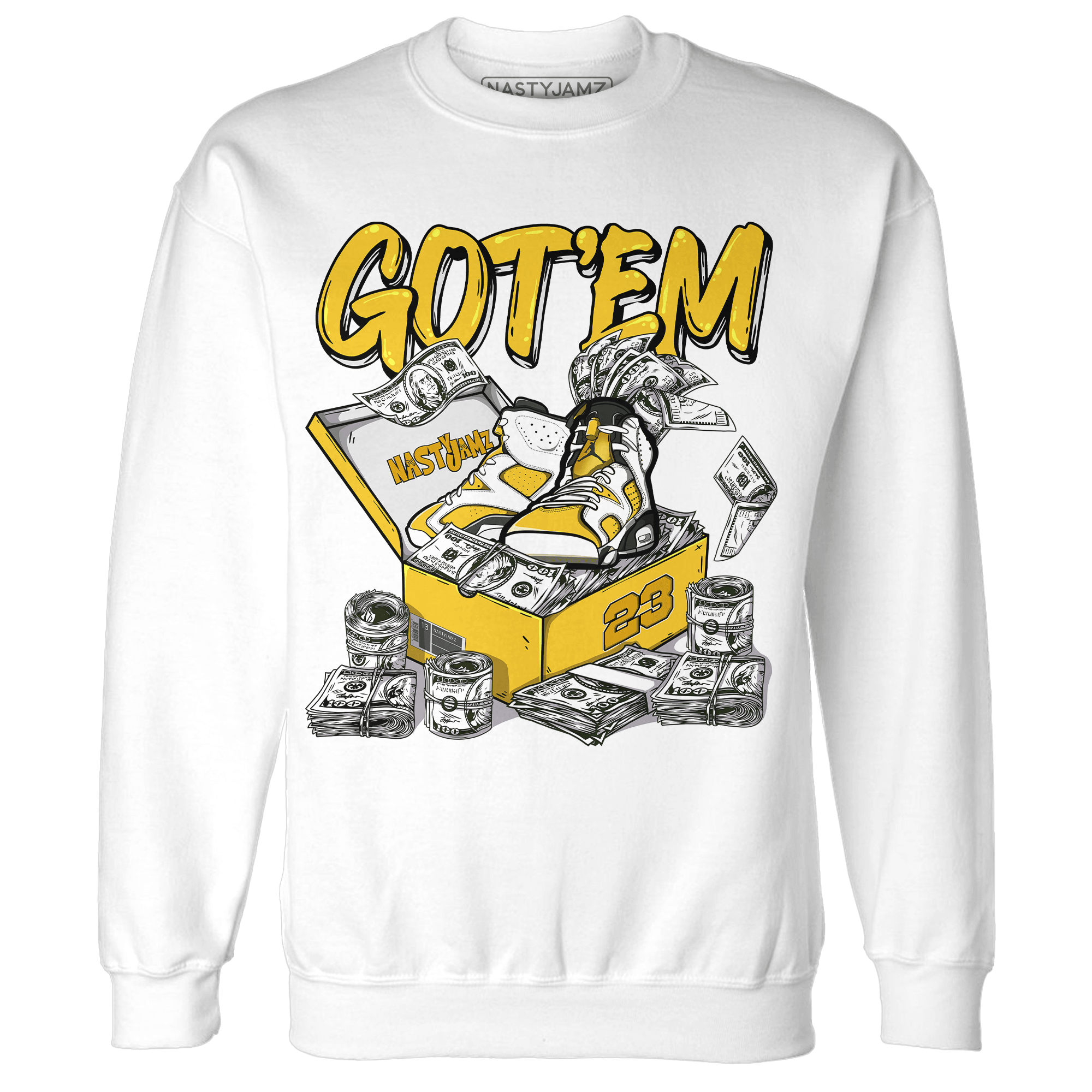 Yellow Ochre 6s Sweatshirt Match Dollar Sneaker Box - NastyJamz
