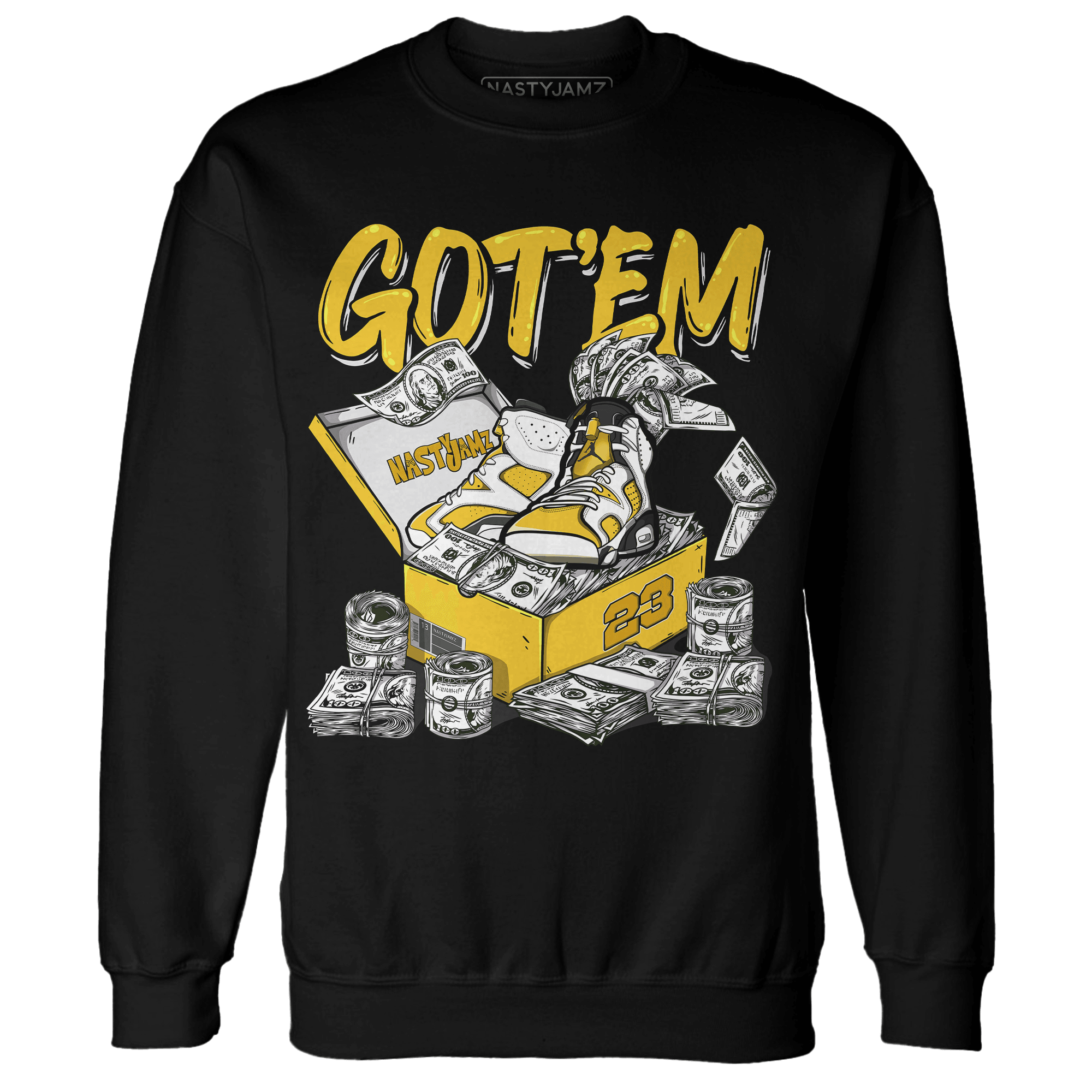 Yellow Ochre 6s Sweatshirt Match Dollar Sneaker Box - NastyJamz