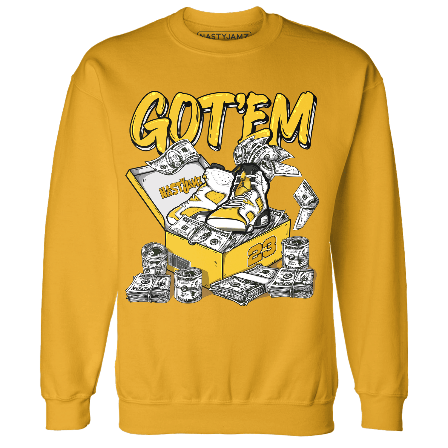 Yellow Ochre 6s Sweatshirt Match Dollar Sneaker Box - NastyJamz