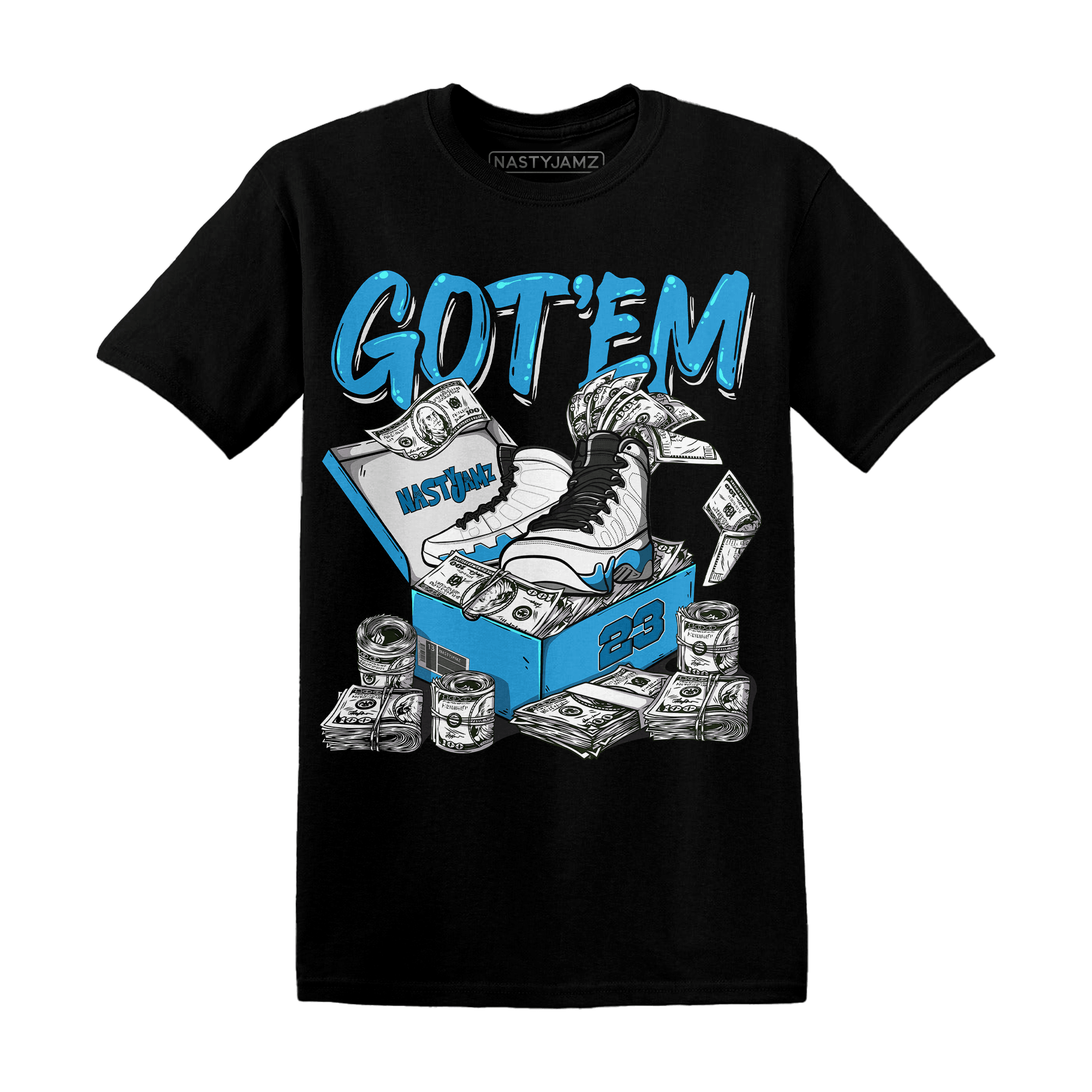 Powder Blue 9s T Shirt Match Dollar Sneaker Box - NastyJamz
