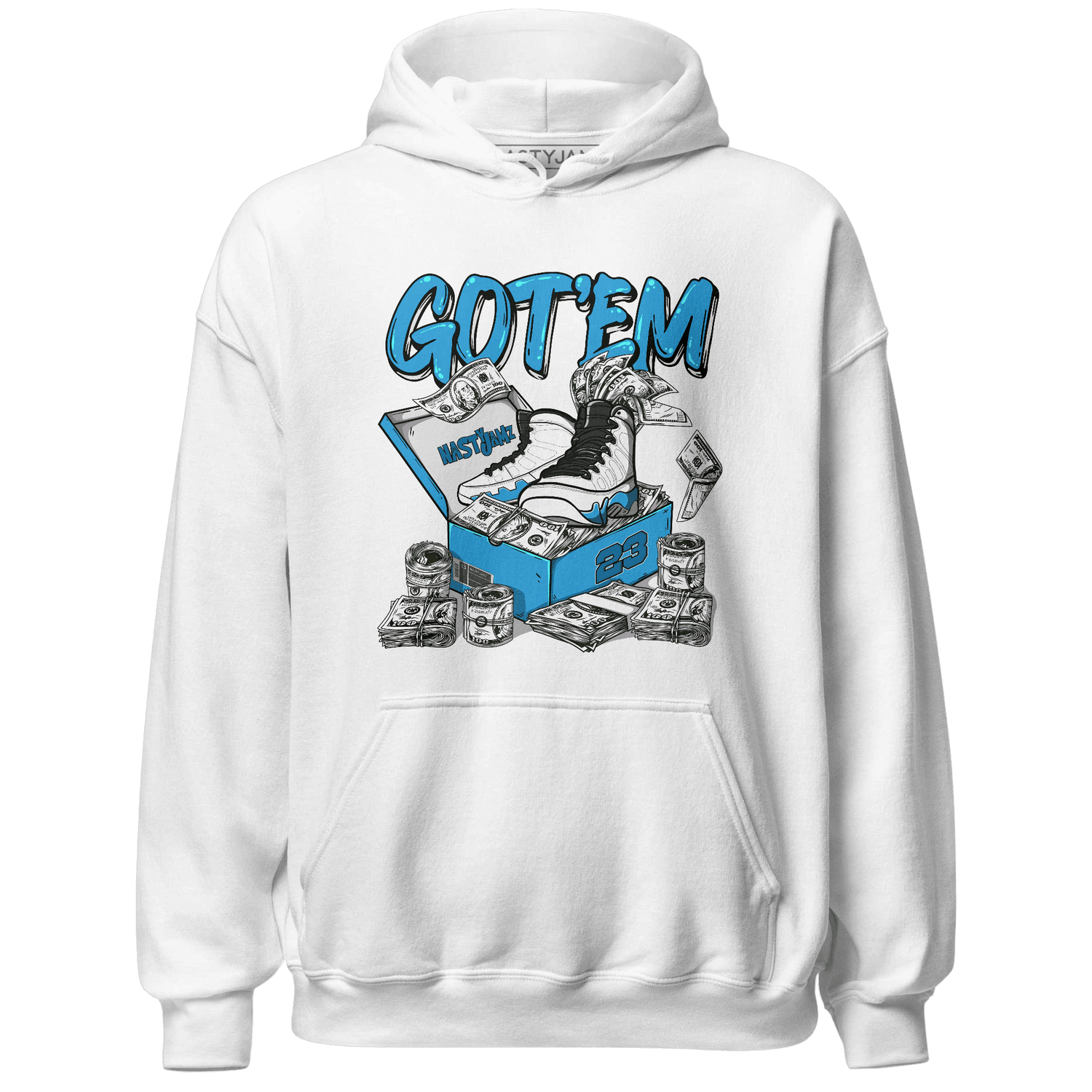 Powder Blue 9s Hoodie Match Dollar Sneaker Box - NastyJamz