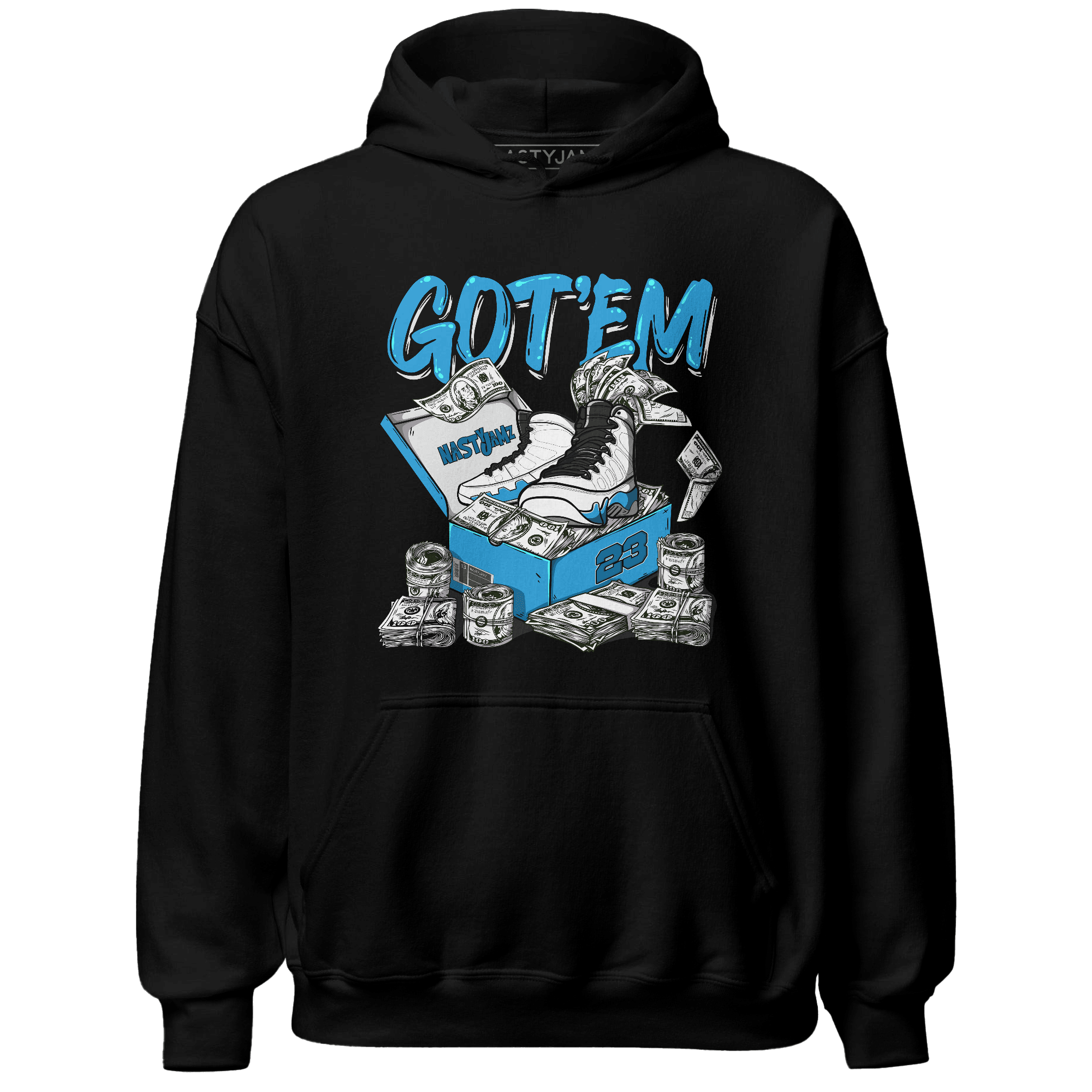 Powder Blue 9s Hoodie Match Dollar Sneaker Box - NastyJamz