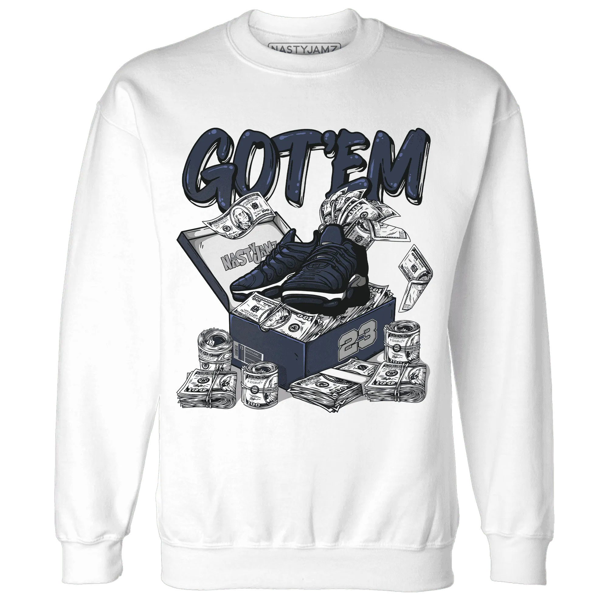 VaporMax-Plus-Midnight-Navy-White-Metallic-Silver-NastyJamz-Sweatshirt-Match-Dollar-Sneaker-Box