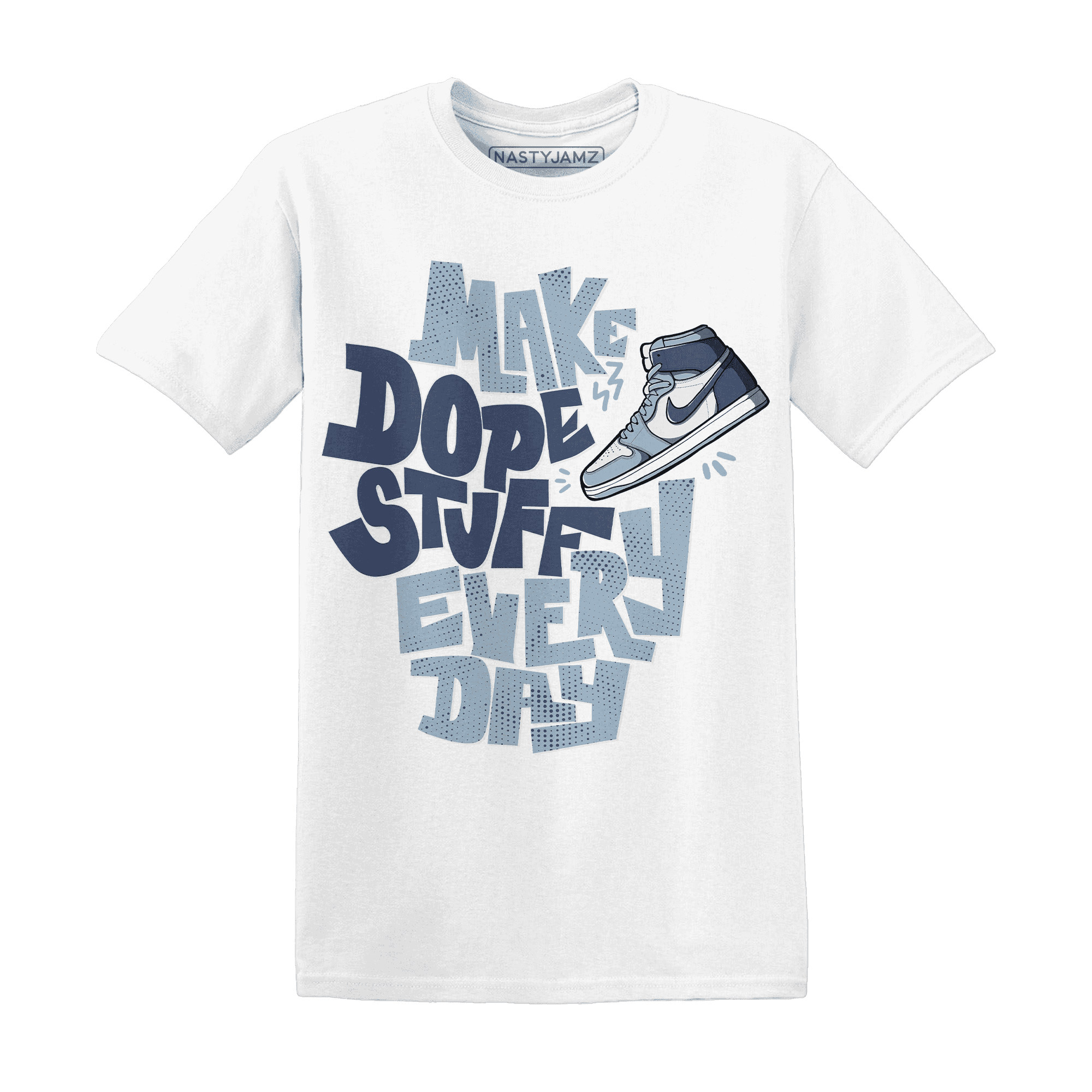 Mid Diffused Blue Grey 1s T Shirt Match Dope Sneaker - NastyJamz