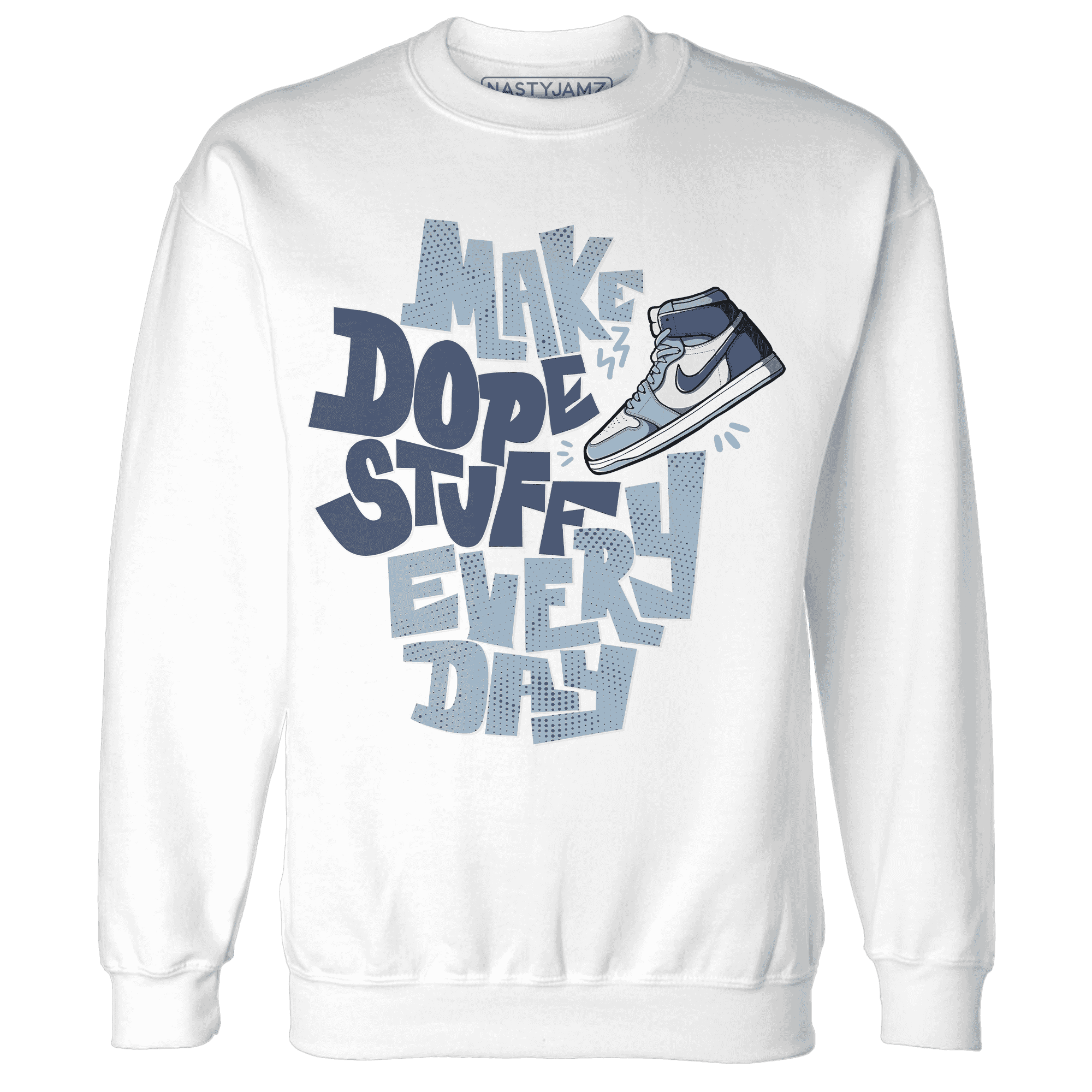 Mid Diffused Blue Grey 1s Sweatshirt Match Dope Sneaker - NastyJamz