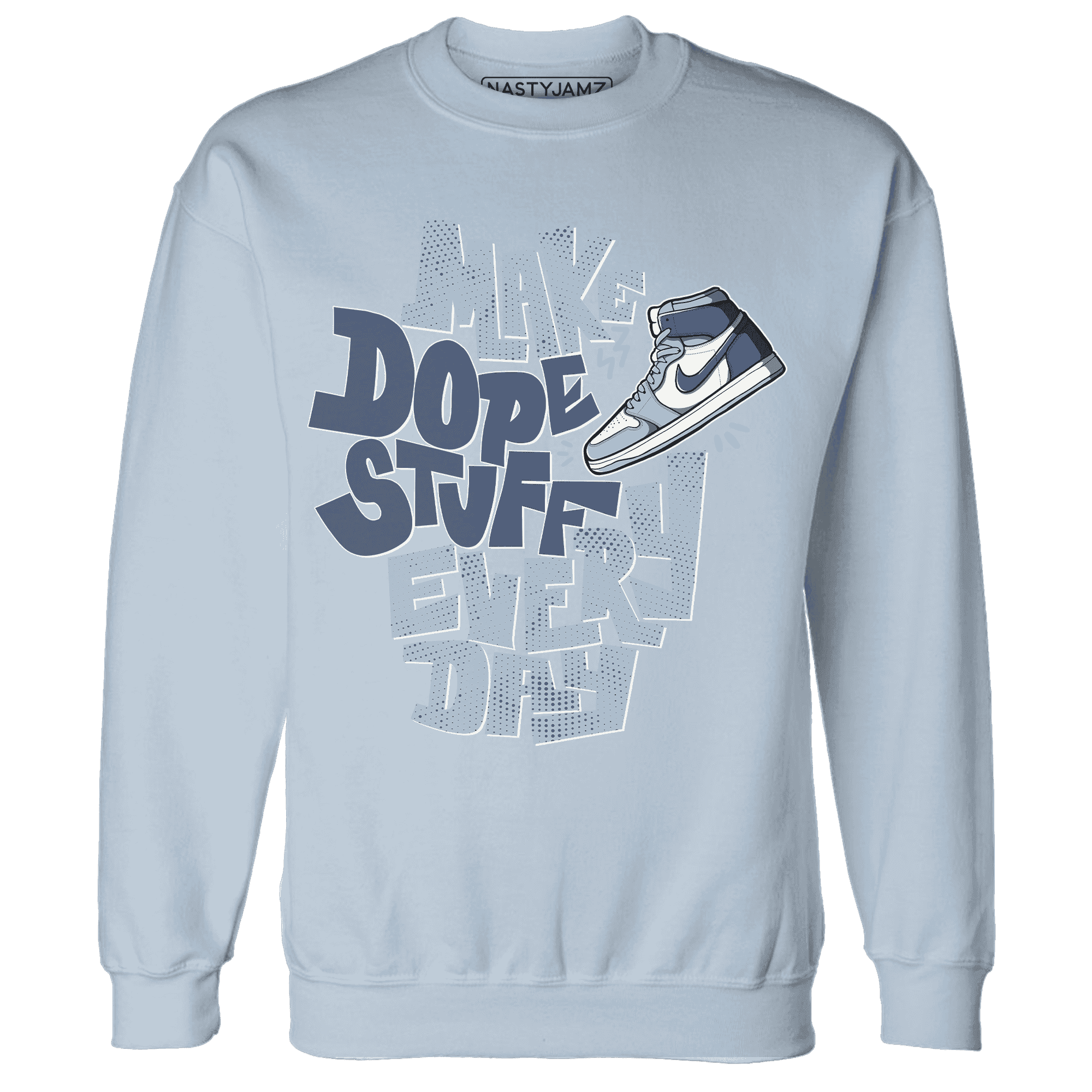 Mid Diffused Blue Grey 1s Sweatshirt Match Dope Sneaker - NastyJamz