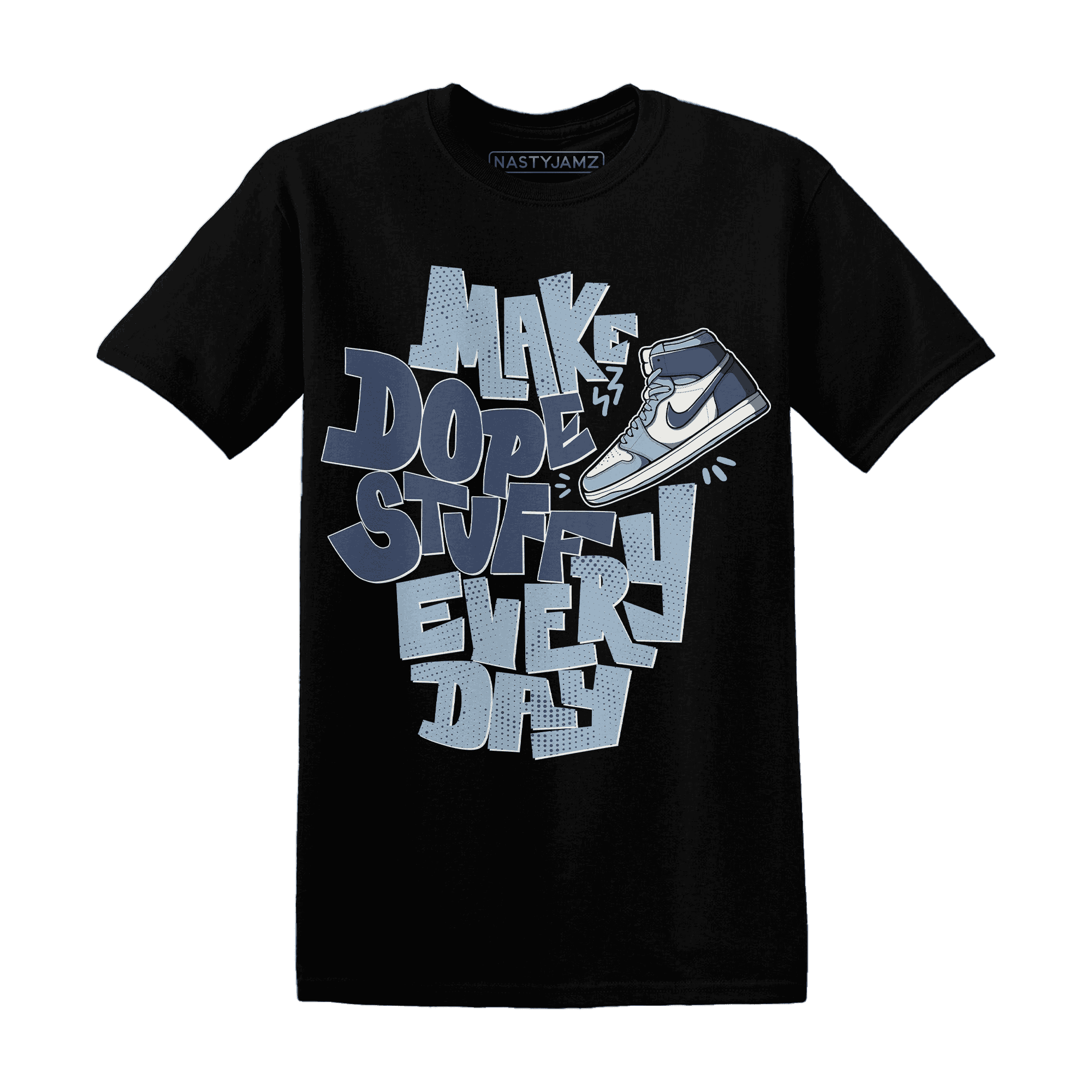 Mid Diffused Blue Grey 1s T Shirt Match Dope Sneaker - NastyJamz
