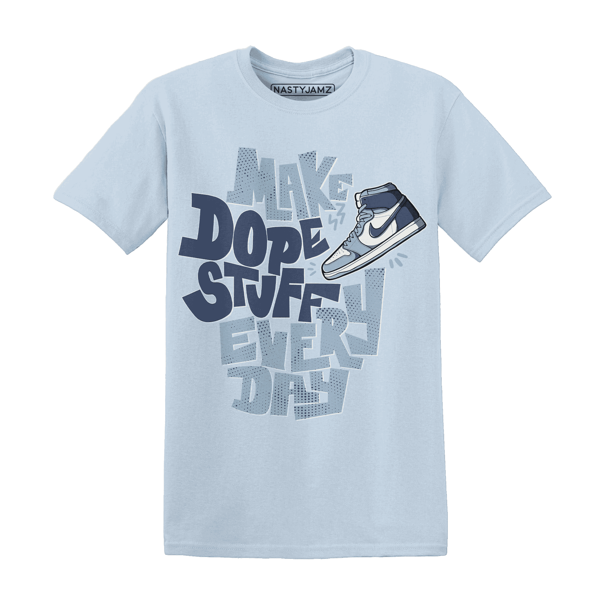 Mid Diffused Blue Grey 1s T Shirt Match Dope Sneaker - NastyJamz