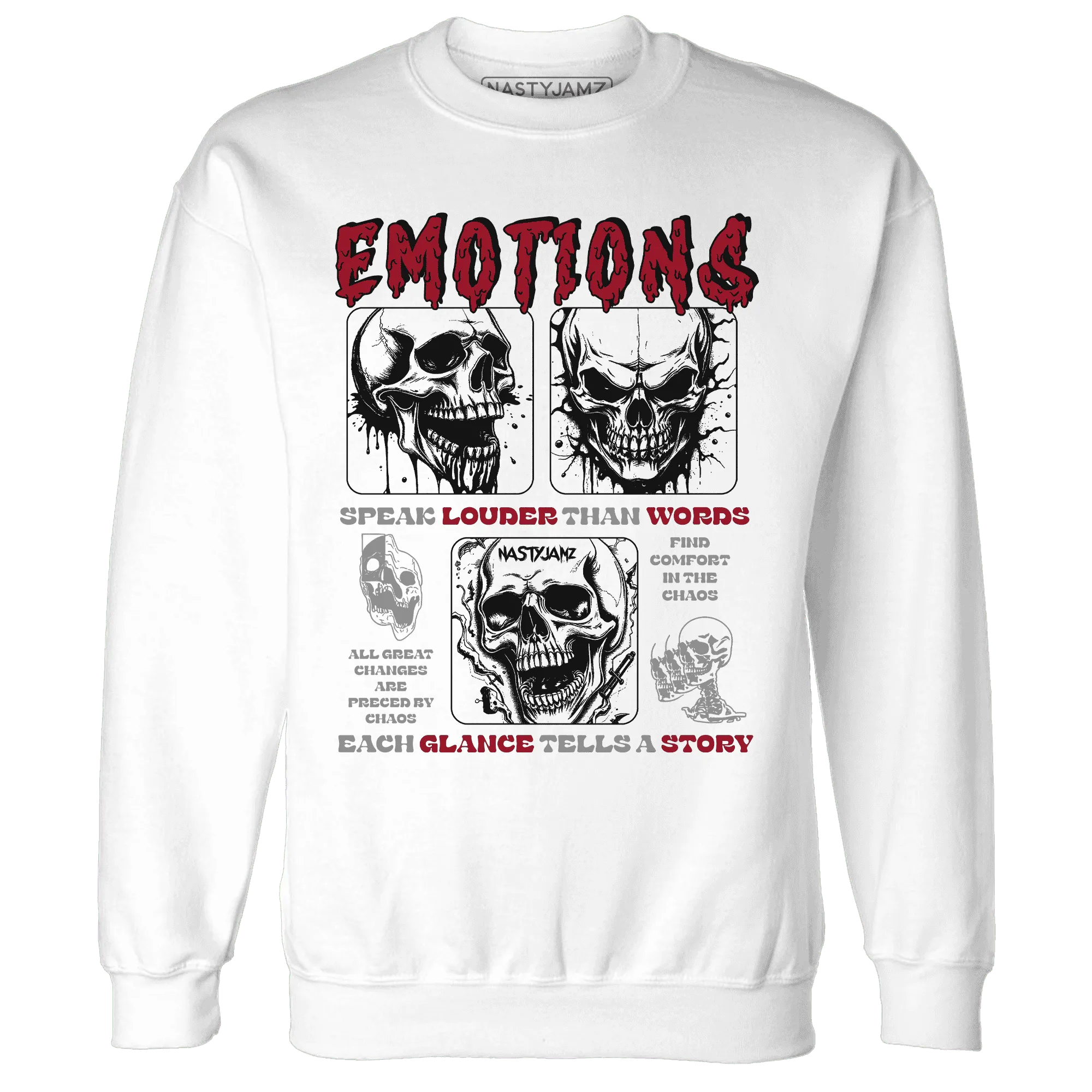 NastyJamz-Retro-Red-Taxi-12s-Sweatshirt-Match-Emotions-Skull