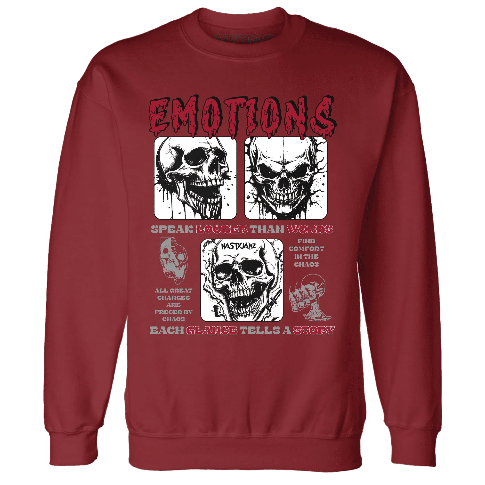 NastyJamz-Retro-Red-Taxi-12s-Sweatshirt-Match-Emotions-Skull