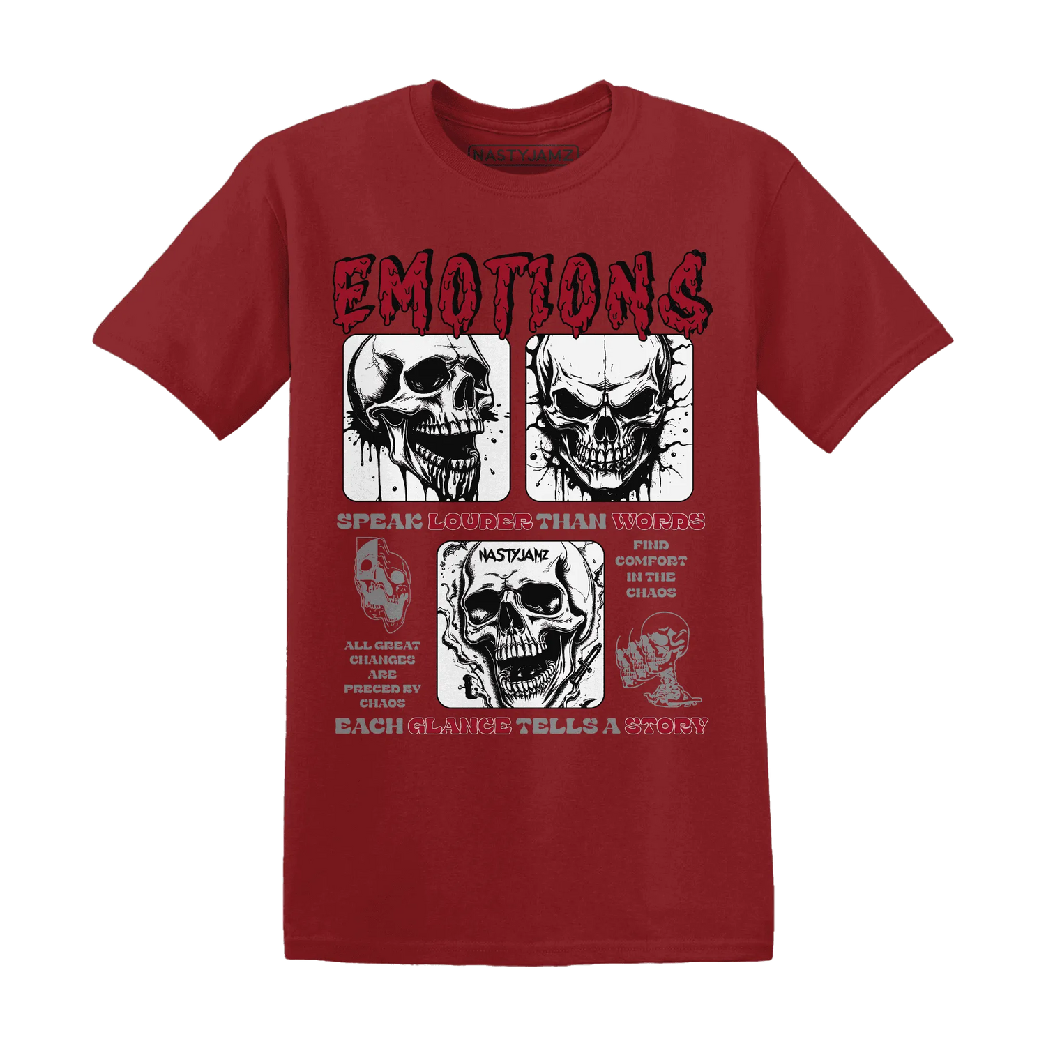 NastyJamz-Retro-Red-Taxi-12s-T-Shirt-Match-Emotions-Skull