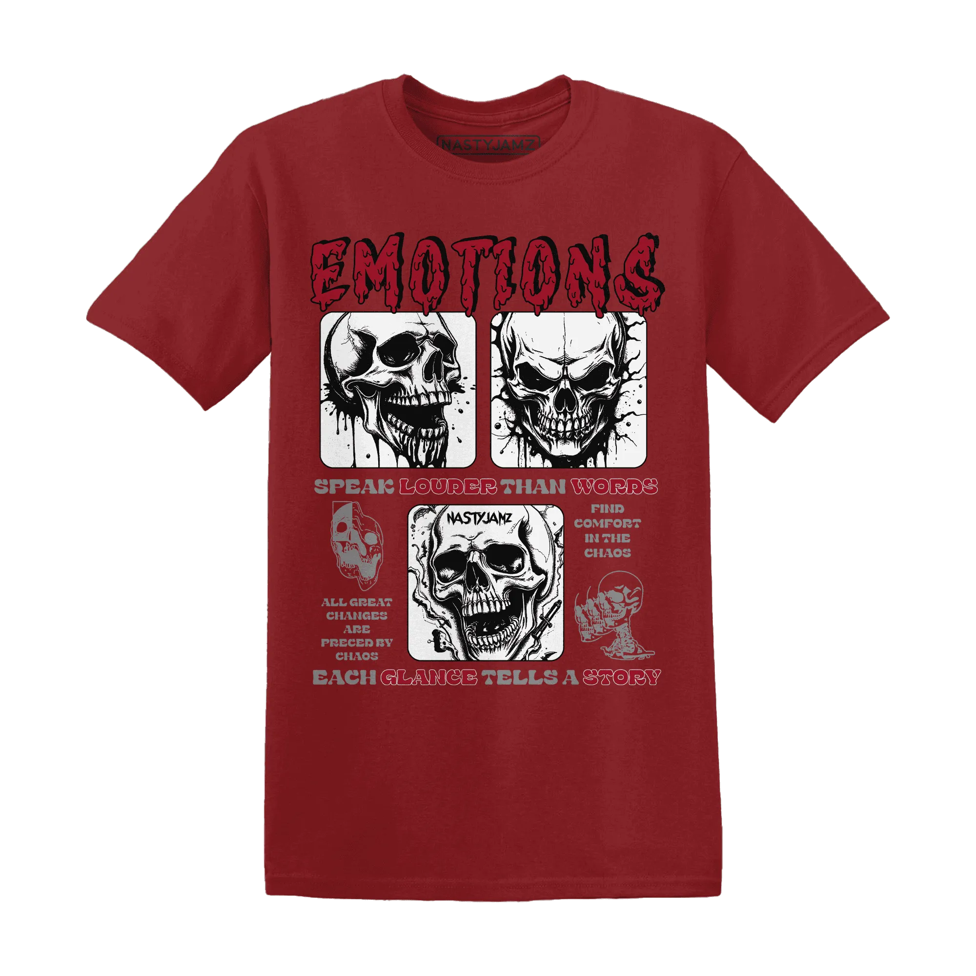 NastyJamz-Retro-Red-Taxi-12s-T-Shirt-Match-Emotions-Skull