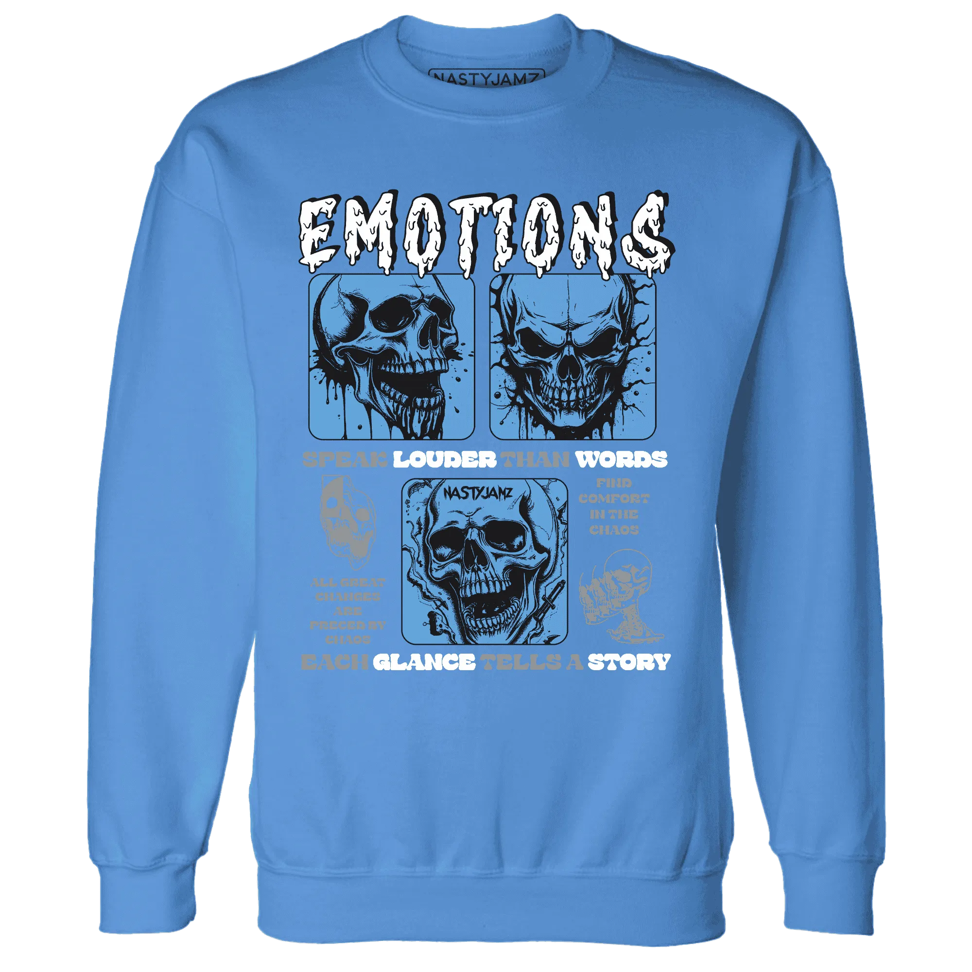 NastyJamz-Carolina-Blue-Univercitii-17s-Sweatshirt-Match-Emotions-Skull