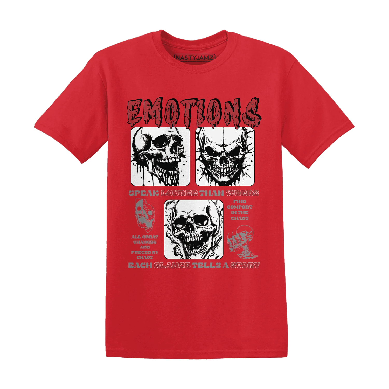Black-Toe-Reimagined-Red-White-1s-T-Shirt-Match-Emotions-Skull