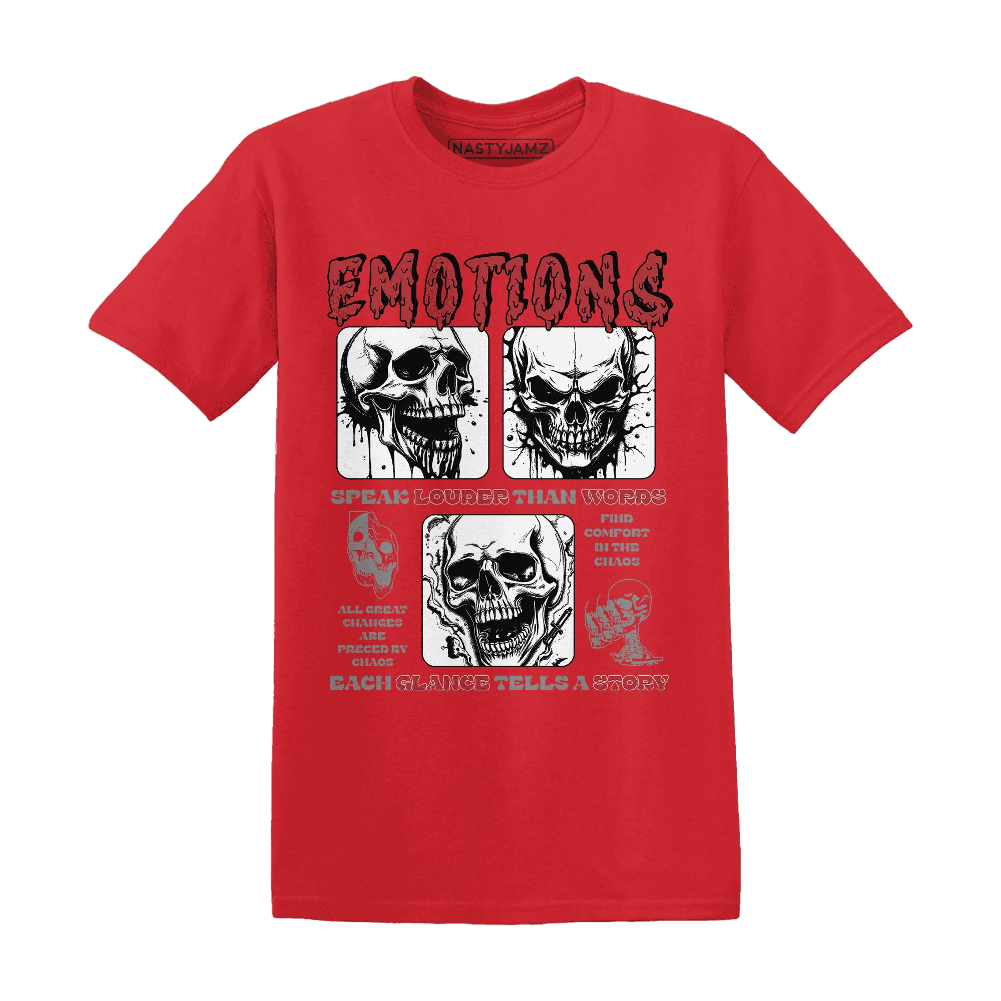 Black-Toe-Reimagined-Red-White-1s-T-Shirt-Match-Emotions-Skull