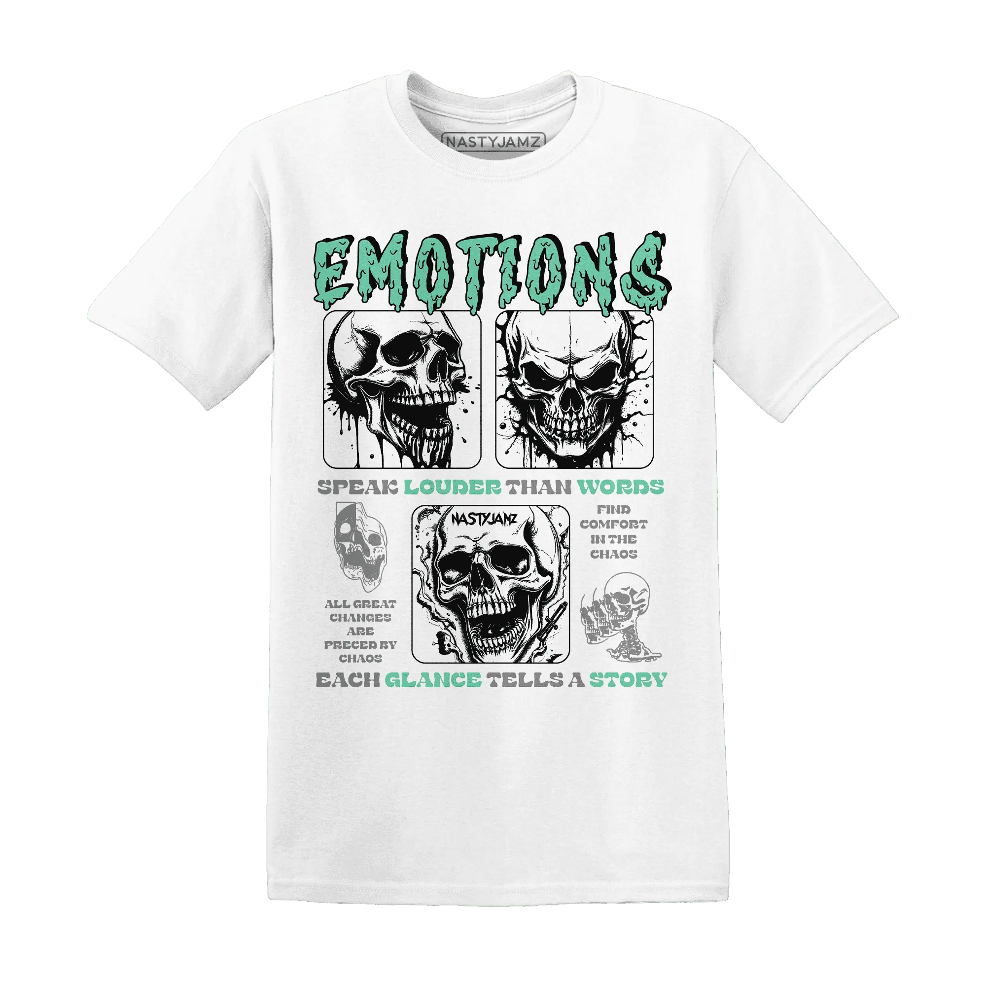 NastyJamz-High-OG-Green-Glow-1s-T-Shirt-Match-Emotions-Skull