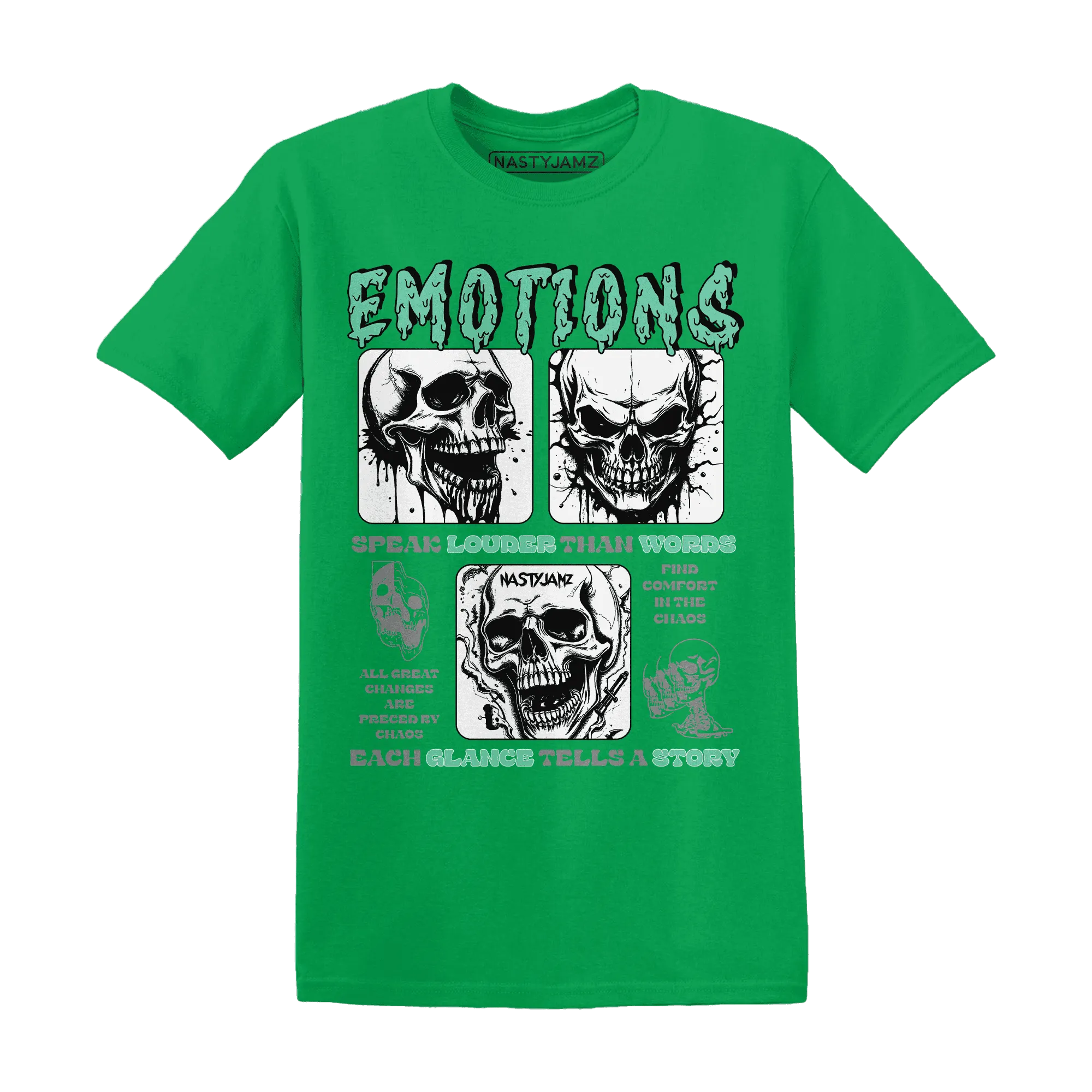 NastyJamz-High-OG-Green-Glow-1s-T-Shirt-Match-Emotions-Skull