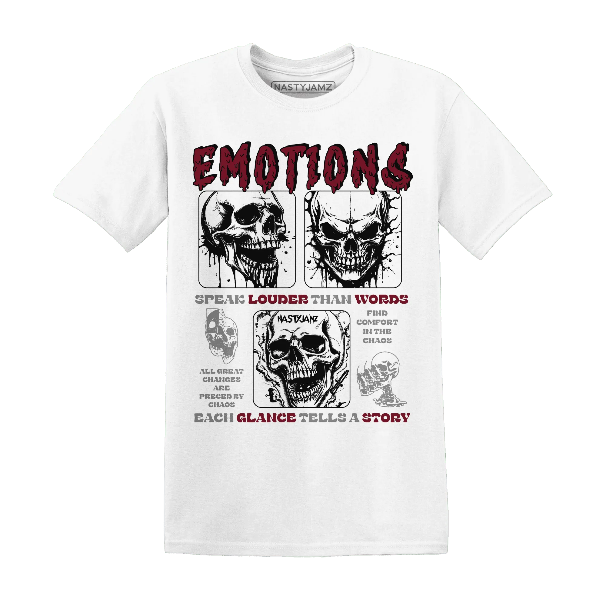 NastyJamz-High-White-Team-Red-1s-T-Shirt-Match-Emotions-Skull