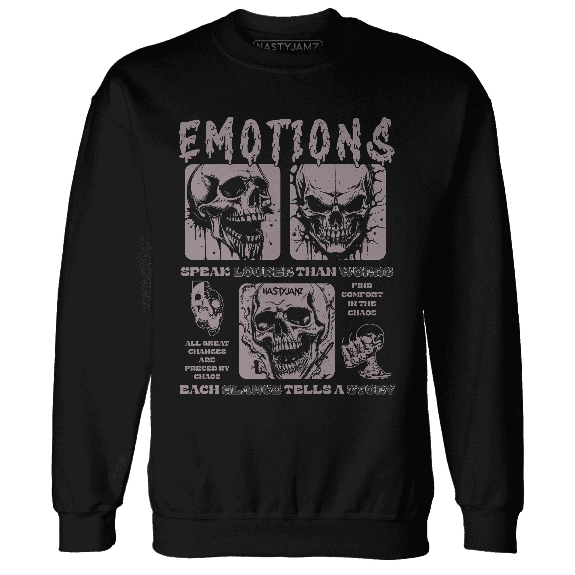 Black-Violet-Ore-3s-NastyJamz-Sweatshirt-Match-Emotions-Skull