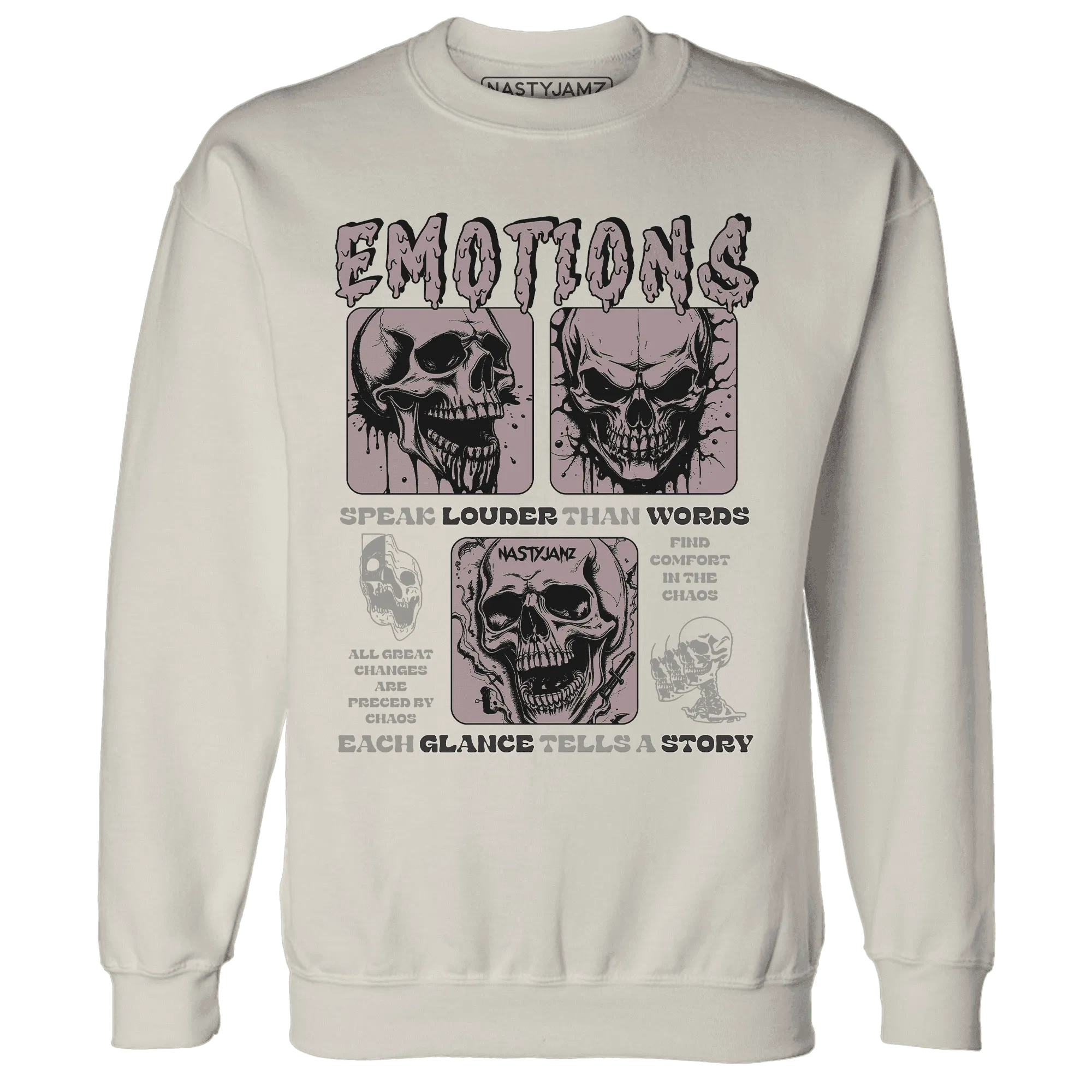 NastyJamz-Black-Violet-Ore-3s-Sweatshirt-Match-Emotions-Skull