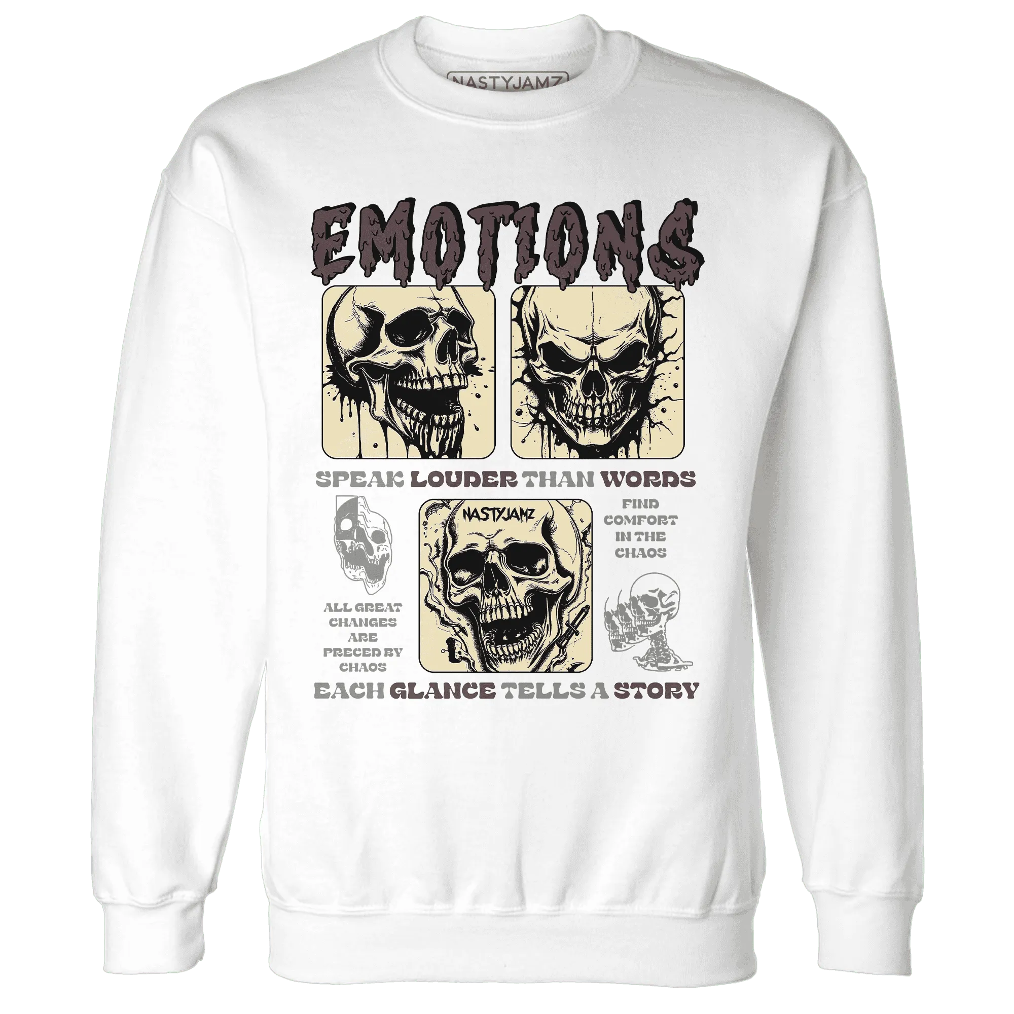 NastyJamz-Burgundy-Crush-3s-Sweatshirt-Match-Emotions-Skull