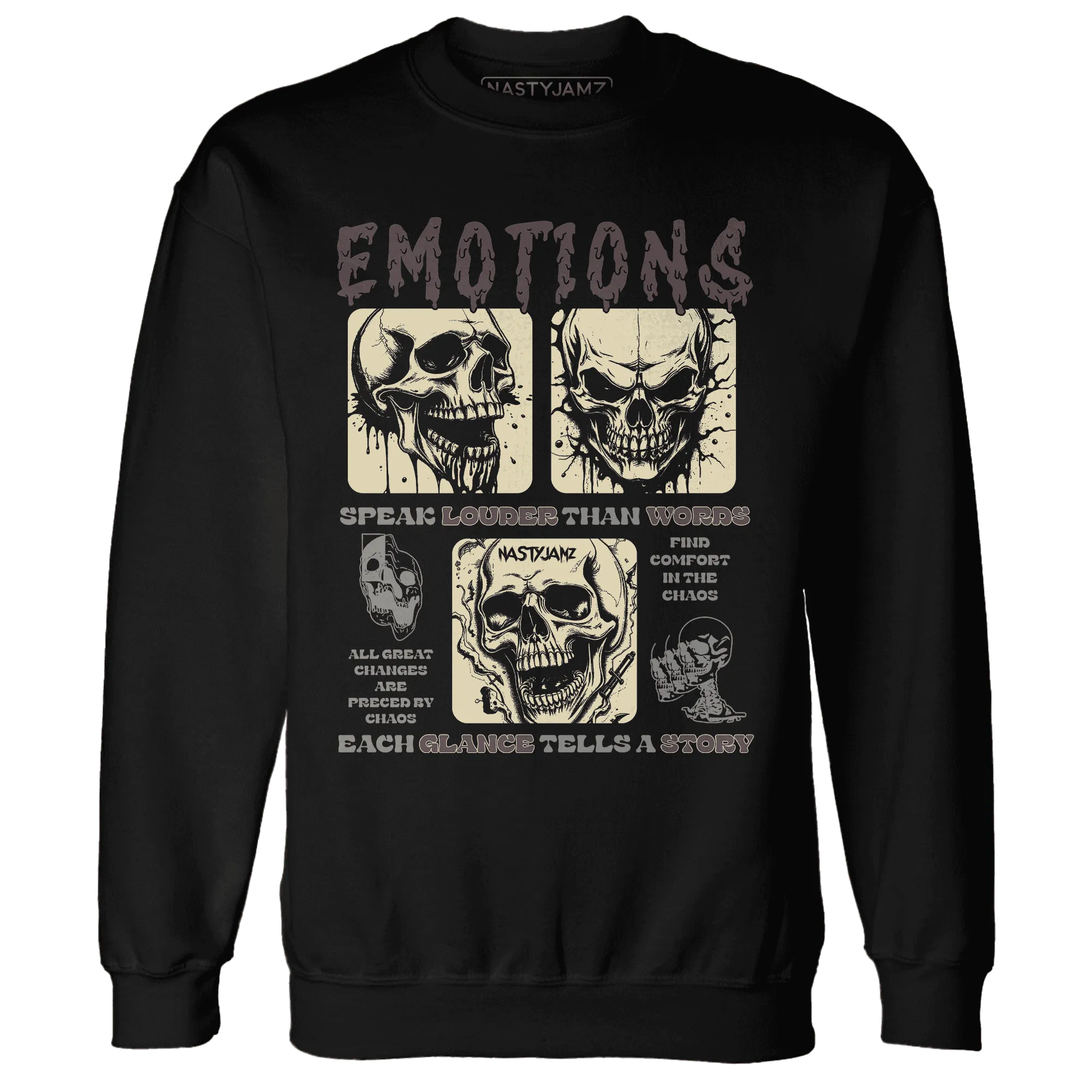 NastyJamz-Burgundy-Crush-3s-Sweatshirt-Match-Emotions-Skull