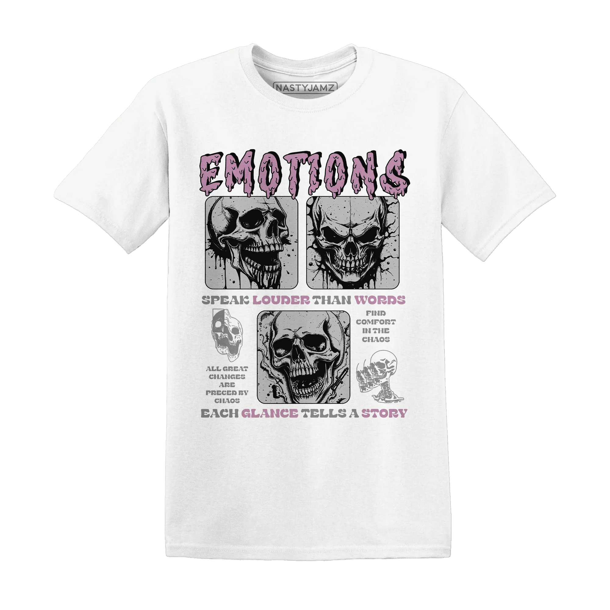 Orchid-Neutral-Grey-Black-White-4s-NastyJamz-T-Shirt-Match-Emotions-Skull