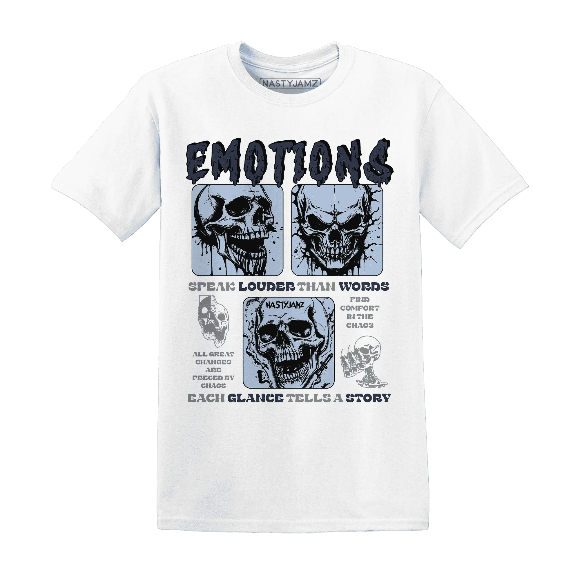 White-Navy-6s-NastyJamz-T-Shirt-Match-Emotions-Skull
